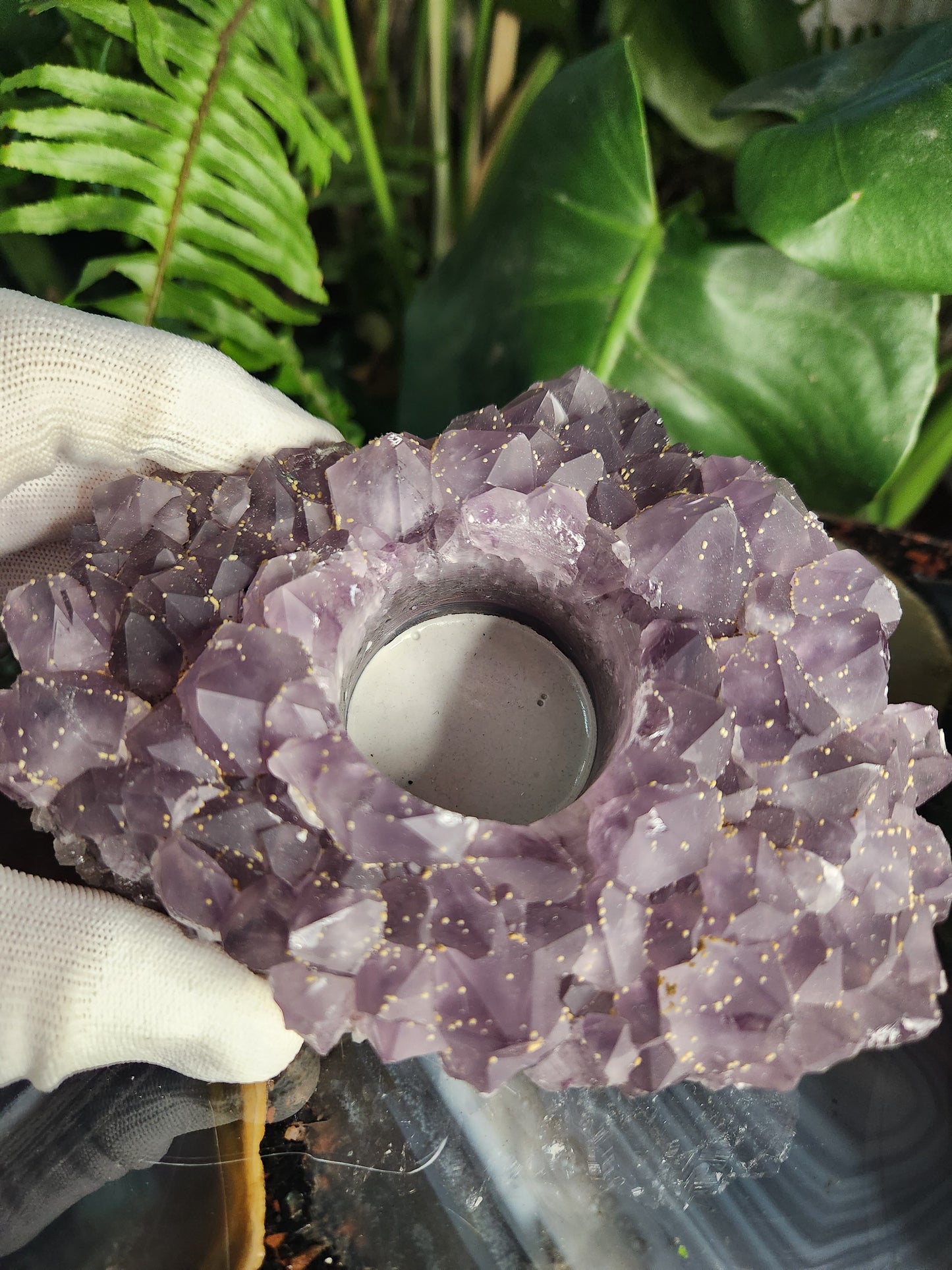 Brazil Amethyst Cluster Tealight Candle Holder – Premium Natural Geode