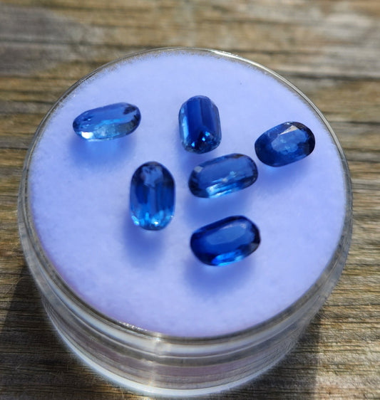 Rare Faceted Blue Kyanite Gemstones – Lot of 6 Natural Oval Gems (Approx. 3 Carats Total) | Brilliant Blue Collector & Jewelry Quality Crystals