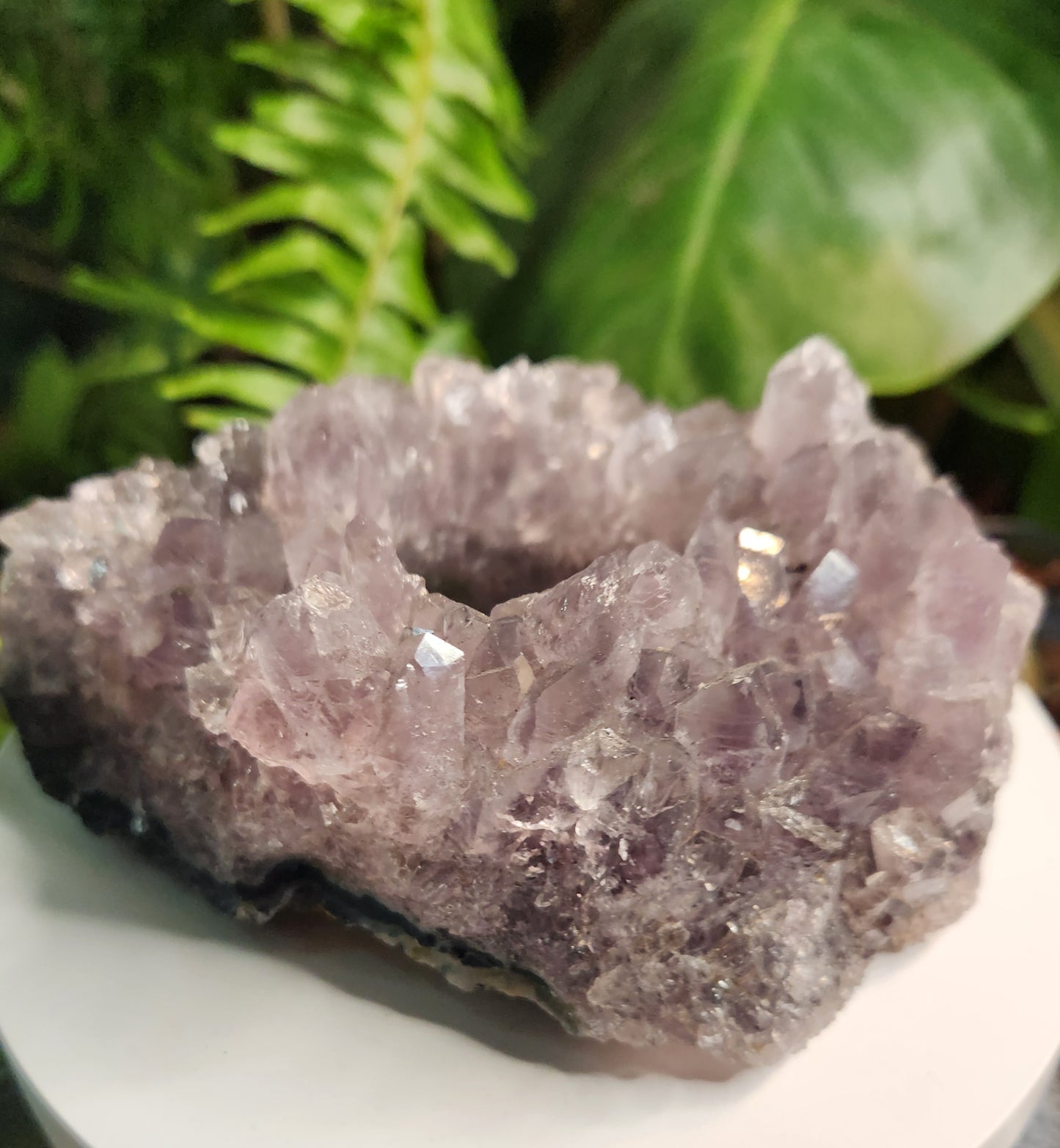 Brazil Amethyst Cluster Tealight Candle Holder – Premium Natural Geode