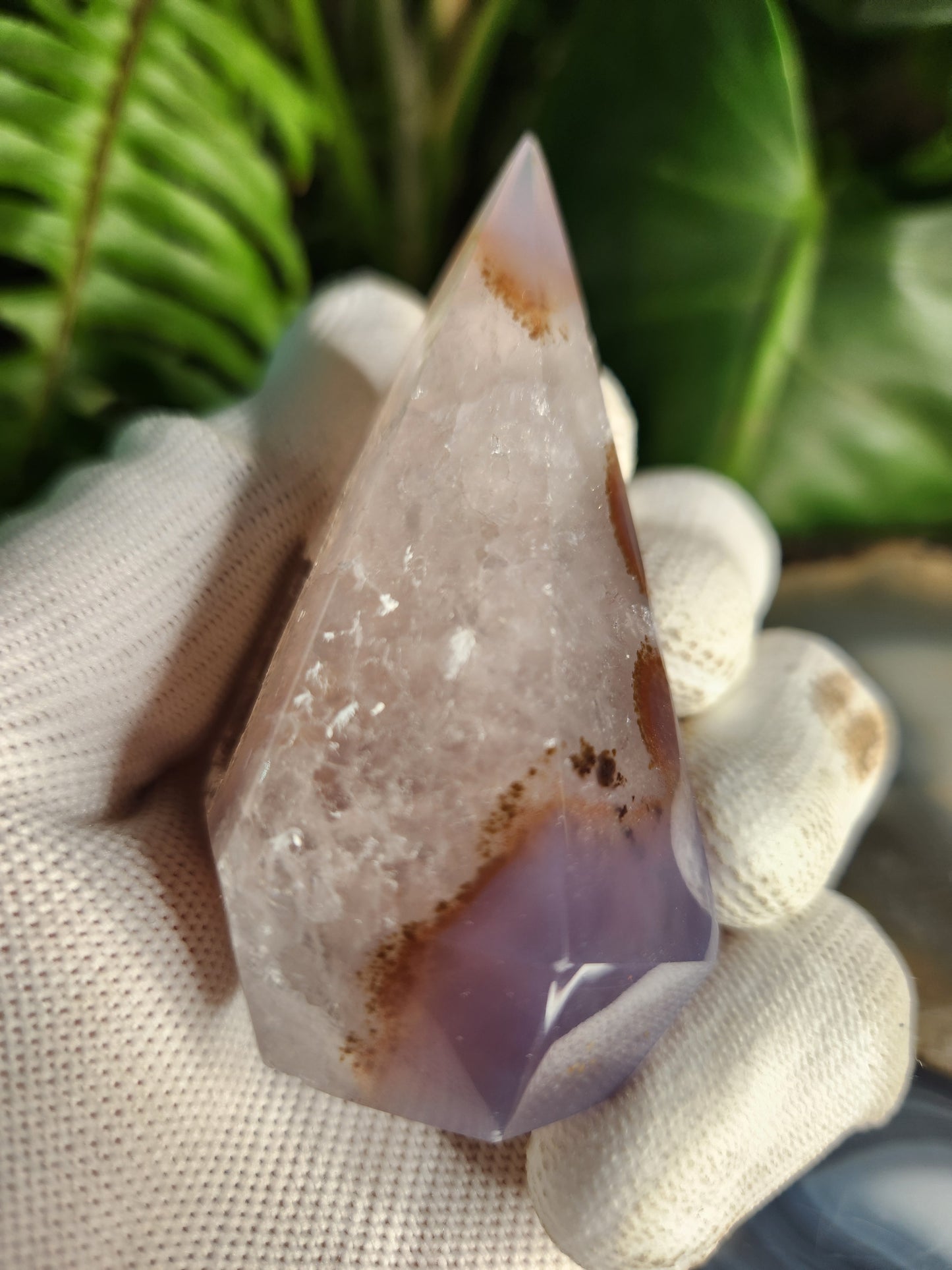 Agate Geode Tower • Diamond Shaped Druzy Point • Natural Quartz Geode • Collector Mineral & Crystal Healing Décor