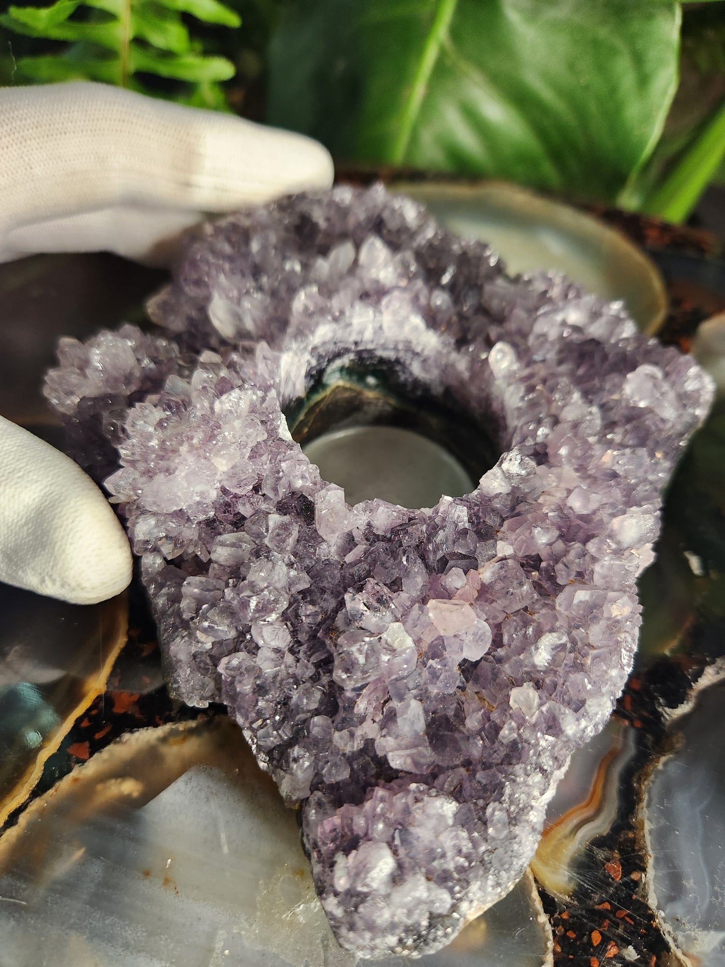 Brazil Amethyst Cluster Tealight Candle Holder – Premium Natural Geode