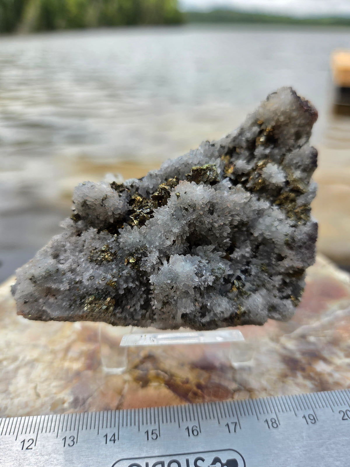 Flower Quartz with Pyrite on Sphalerite | Quartz Crystal Cluster