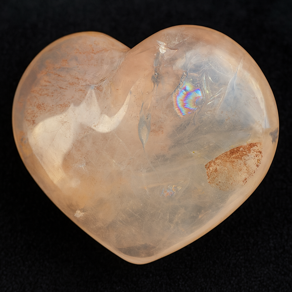 Stunning Fire Quartz Heart with Rainbows • Hematoid Quartz Heart Crystal • Healing Stone for Energy & Focus • Collectors & Metaphysical Gift