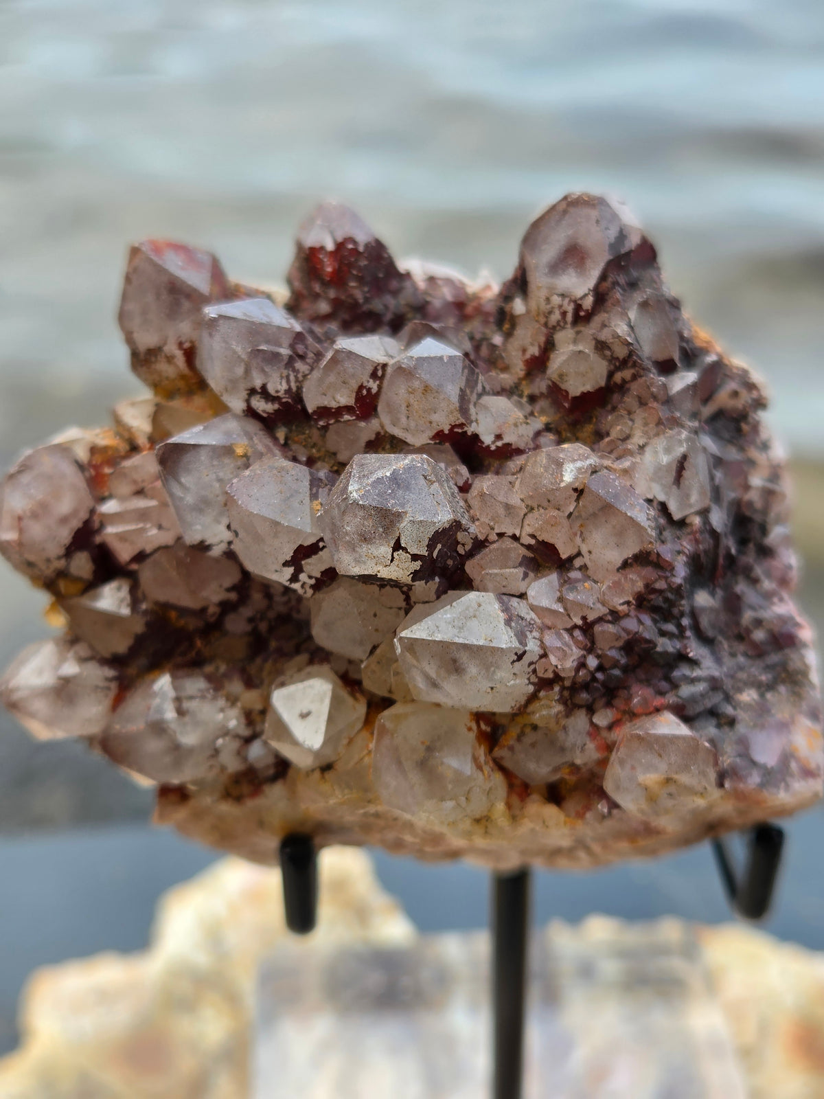 Black Pineapple Quartz with Hematite | Red Hematite Quartz Crystal Cluster