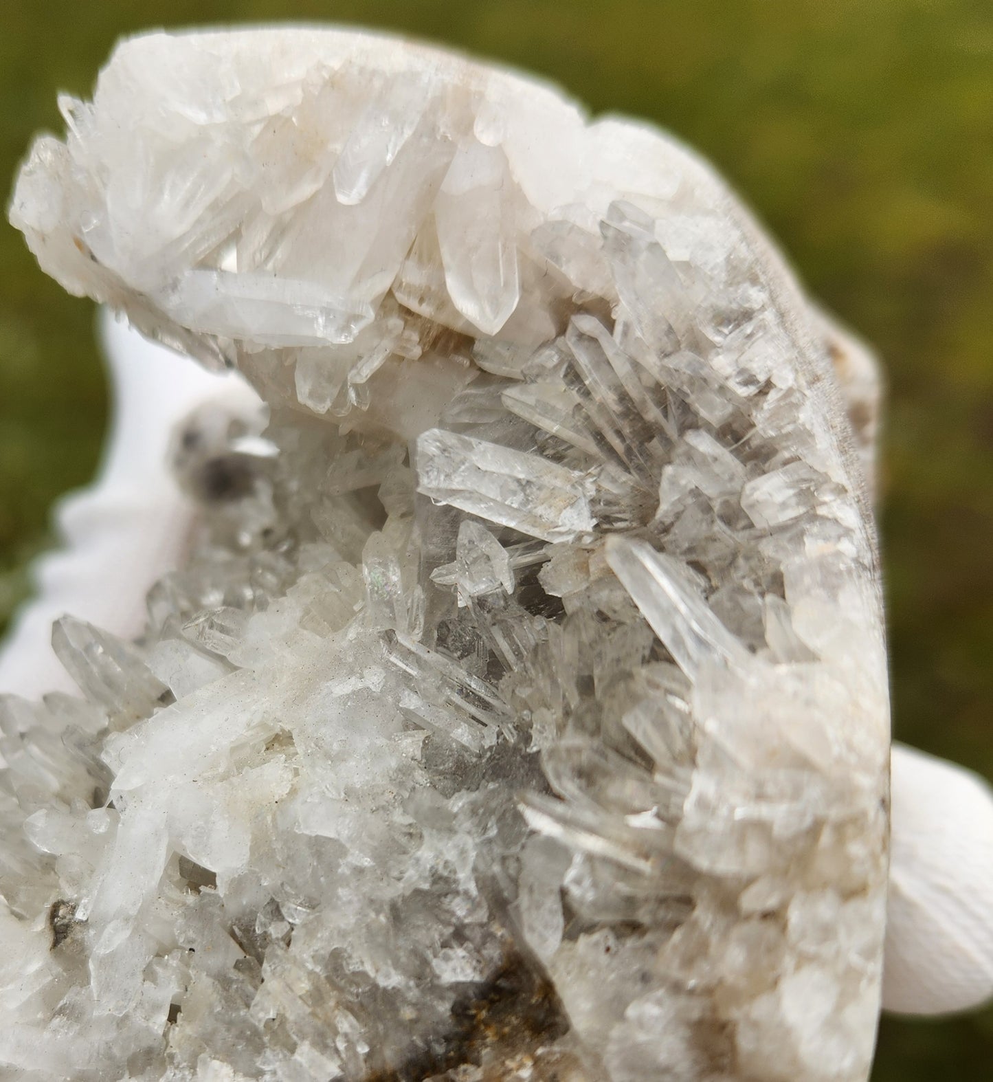 Large Hand Carved Druzy Quartz Crystal Skull – Hand-Carved with Raw Crystal Cluster on Sphalerite