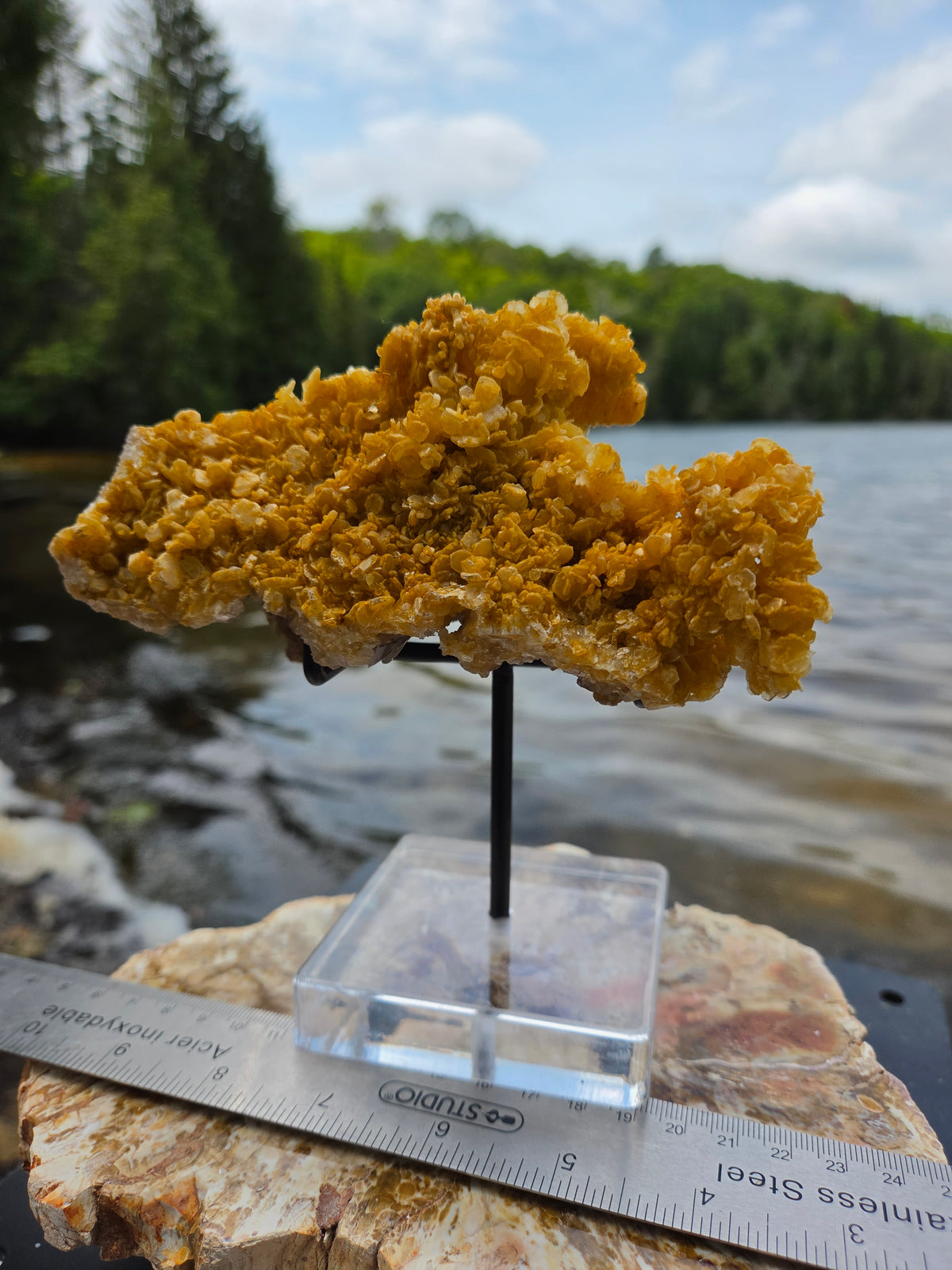 Large Golden Calcite Crystal Cluster | Large Orange Calcite Mineral Specimen