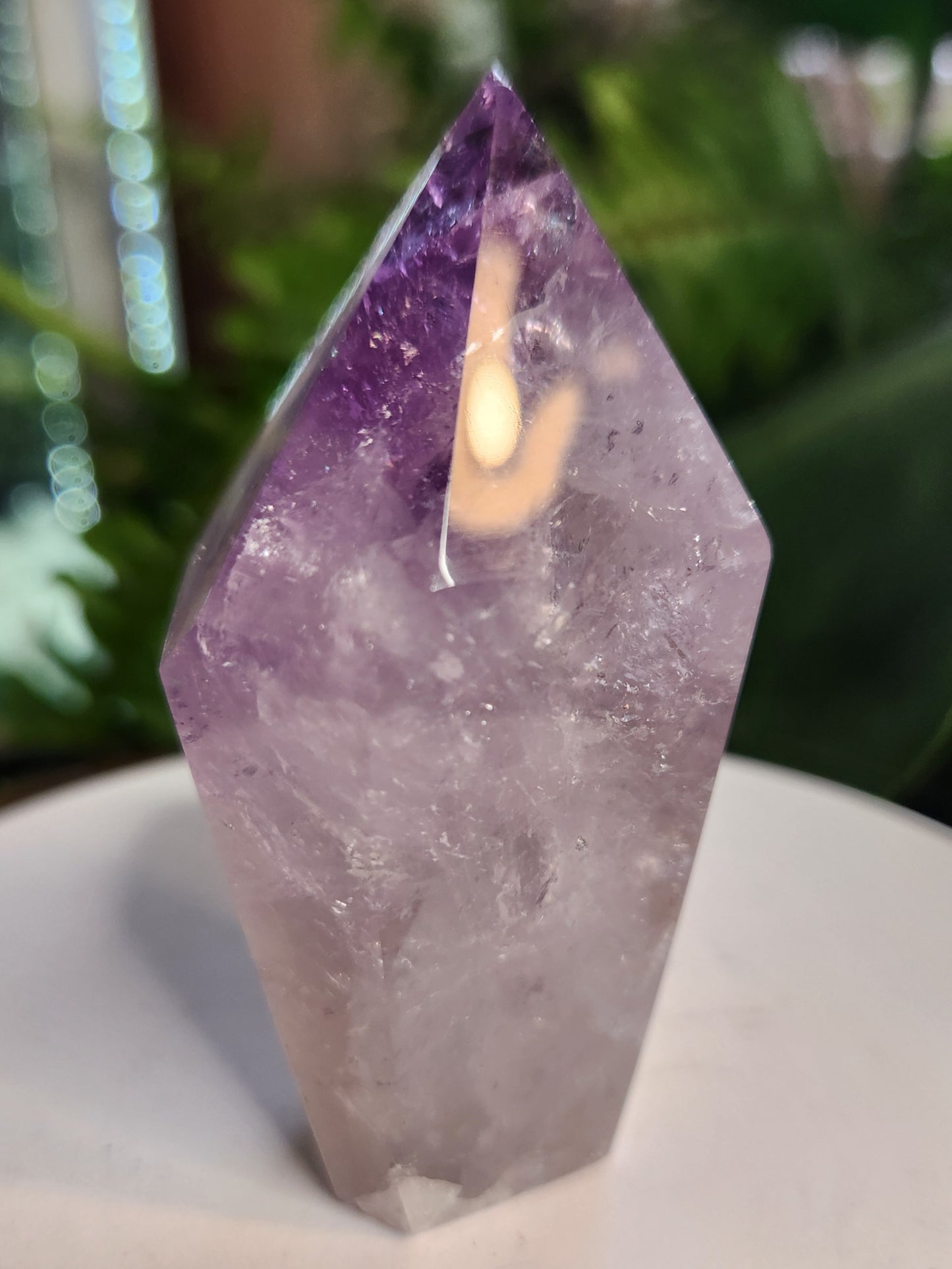 Natural Amethyst Crystal Point – Polished Amethyst Tower with Rainbow