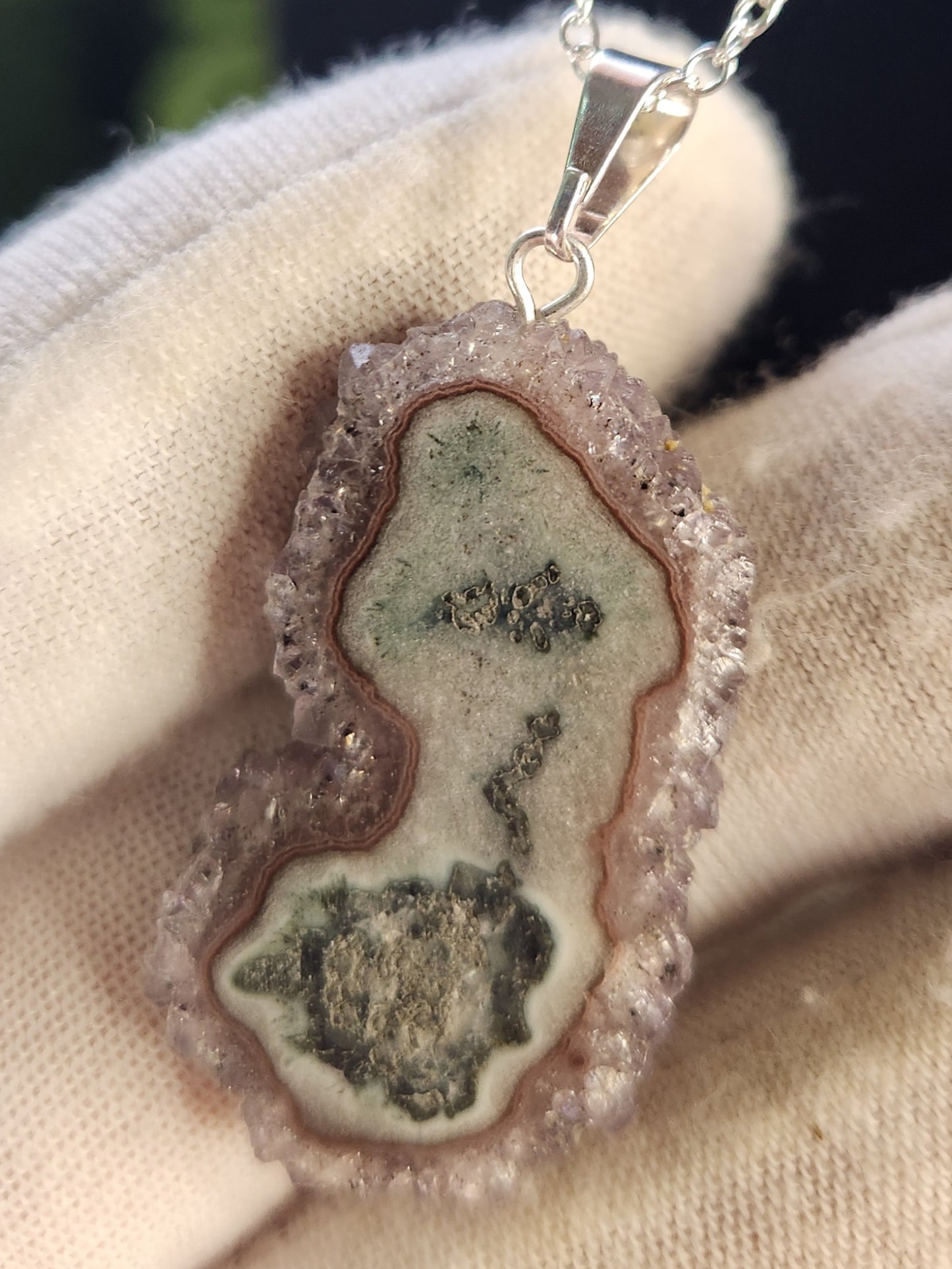 Rare Amethyst Stalactite Pendant Necklace | Natural Crystal Slice with Druzy | One-of-a-Kind Healing Stone Jewelry