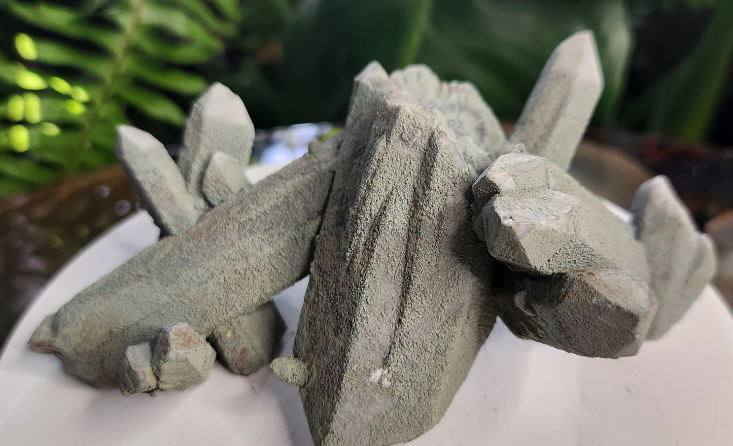 Chlorite-Coated Quartz Cluster • Rare Velvety Green Growth • Natural Formation