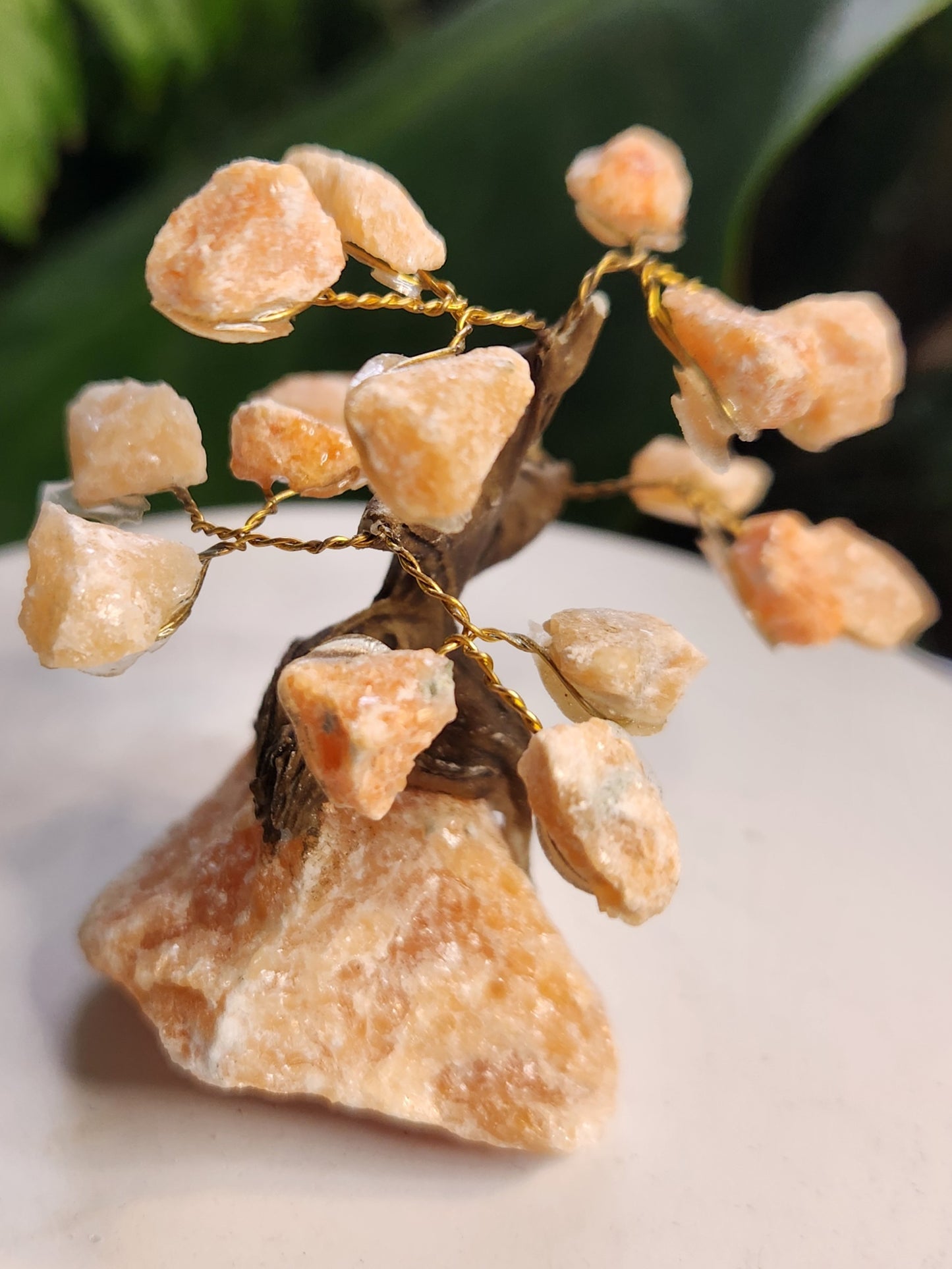 Handmade Sunstone / Orange Calcite Crystal Tree on Matching Base | Natural Orange Gemstone Tree | Energy & Creativity Crystal Decor