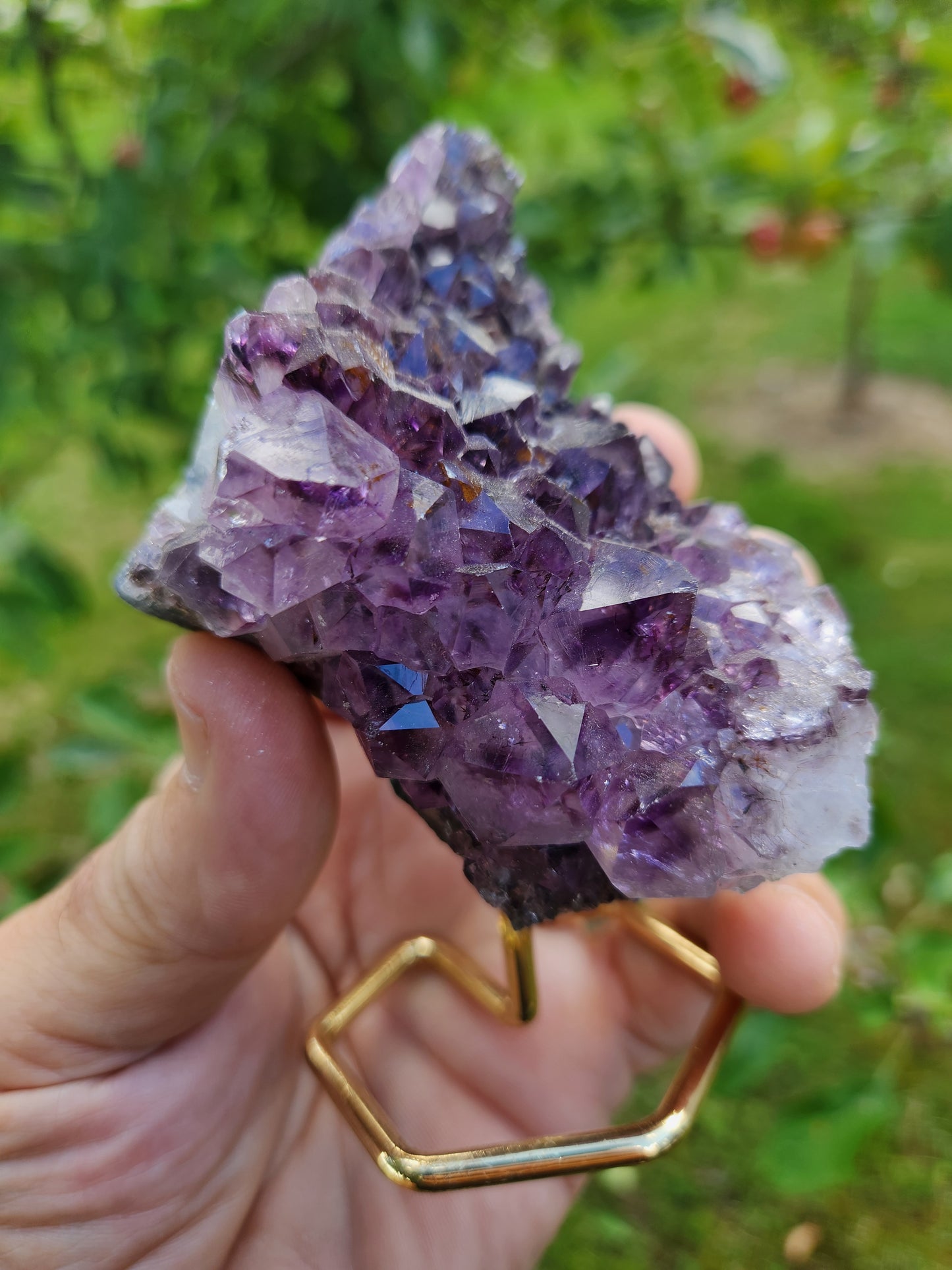 Amethyst Crystal Cluster on Metal Stand - One Of The Most Versatile and Powerful Crystals for overall Mental Emotional and Spray Well Being!