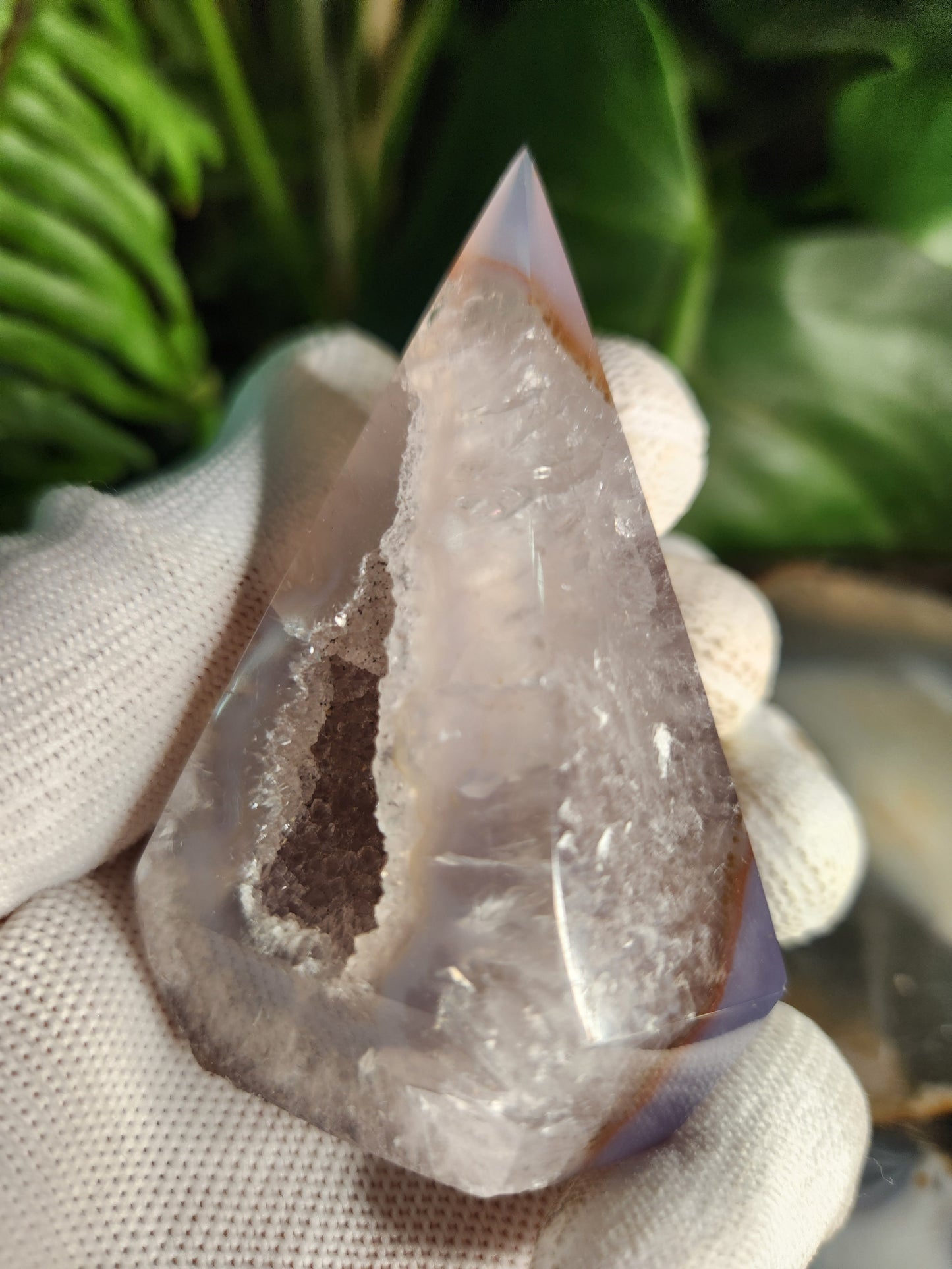 Agate Geode Tower • Diamond Shaped Druzy Point • Natural Quartz Geode • Collector Mineral & Crystal Healing Décor