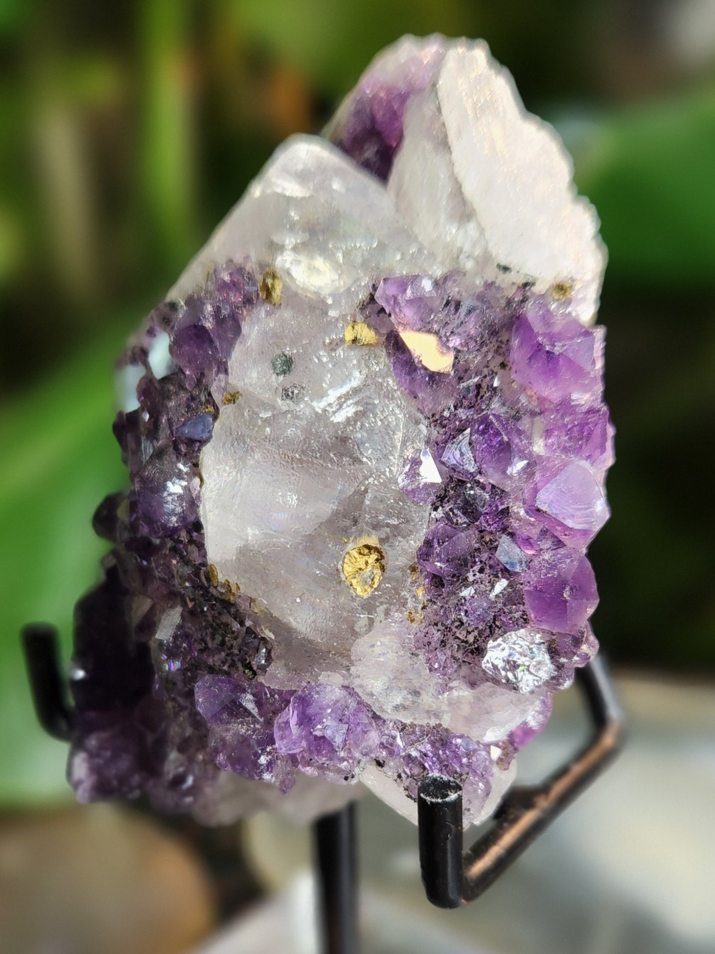 Stunning Dark Purple Brazil Amethyst with Large Calcite Crystal – Collector Grade Healing Stone for Home Décor & Energy Work
