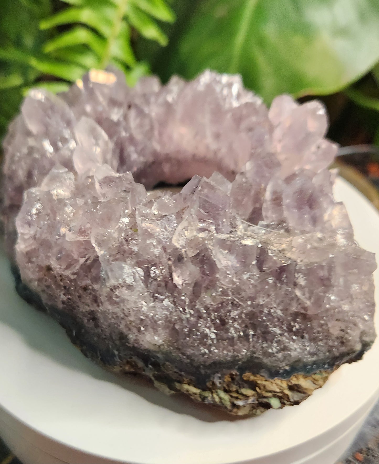 Brazil Amethyst Cluster Tealight Candle Holder – Premium Natural Geode