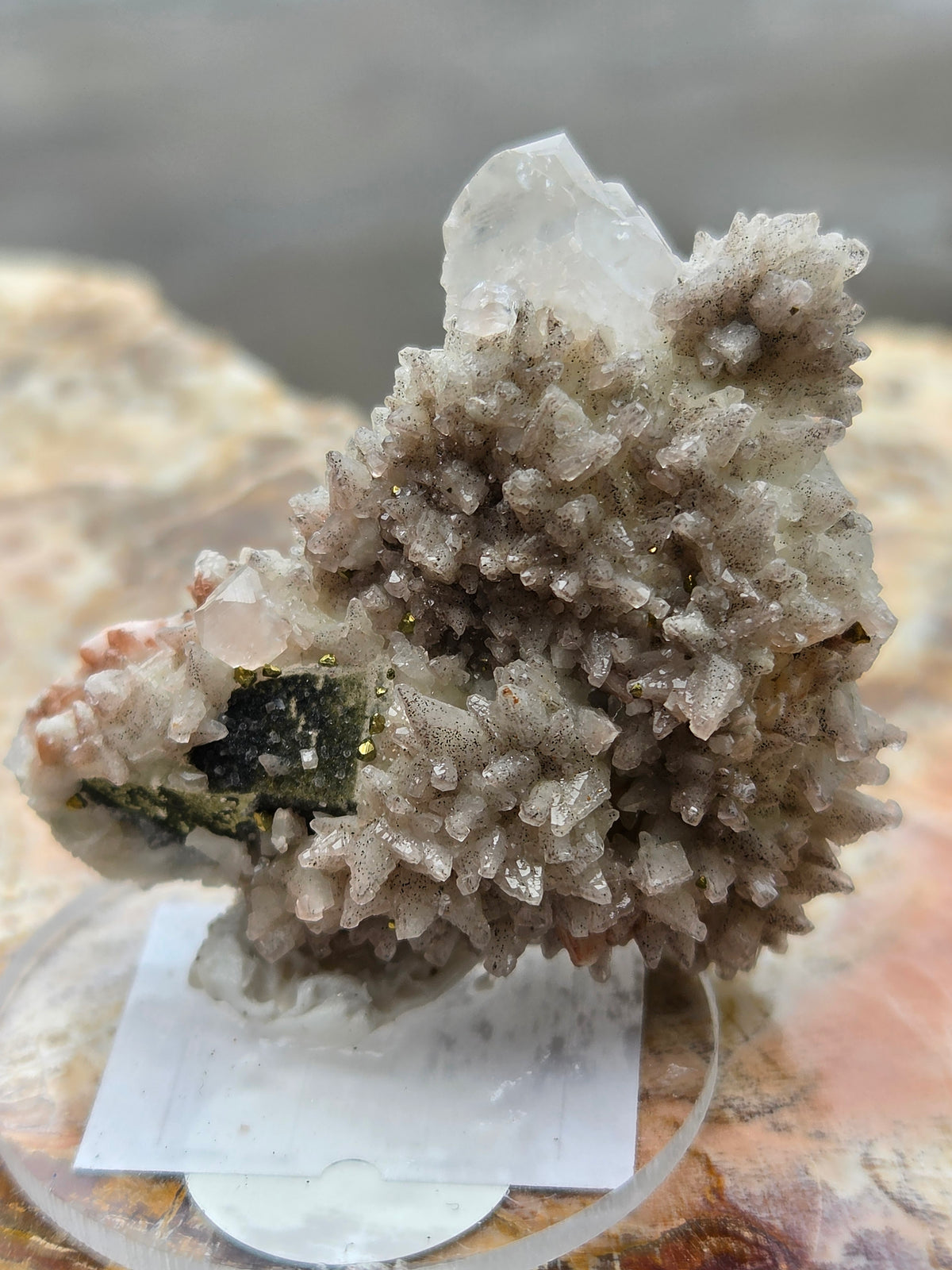 Calcite with Pyrite & Dogtooth Calcite Crystal Cluster