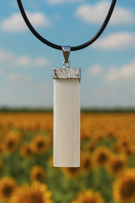 Natural Selenite Pendant Necklace – Healing Crystal Jewelry for Protection, Cleansing & Positive Energy