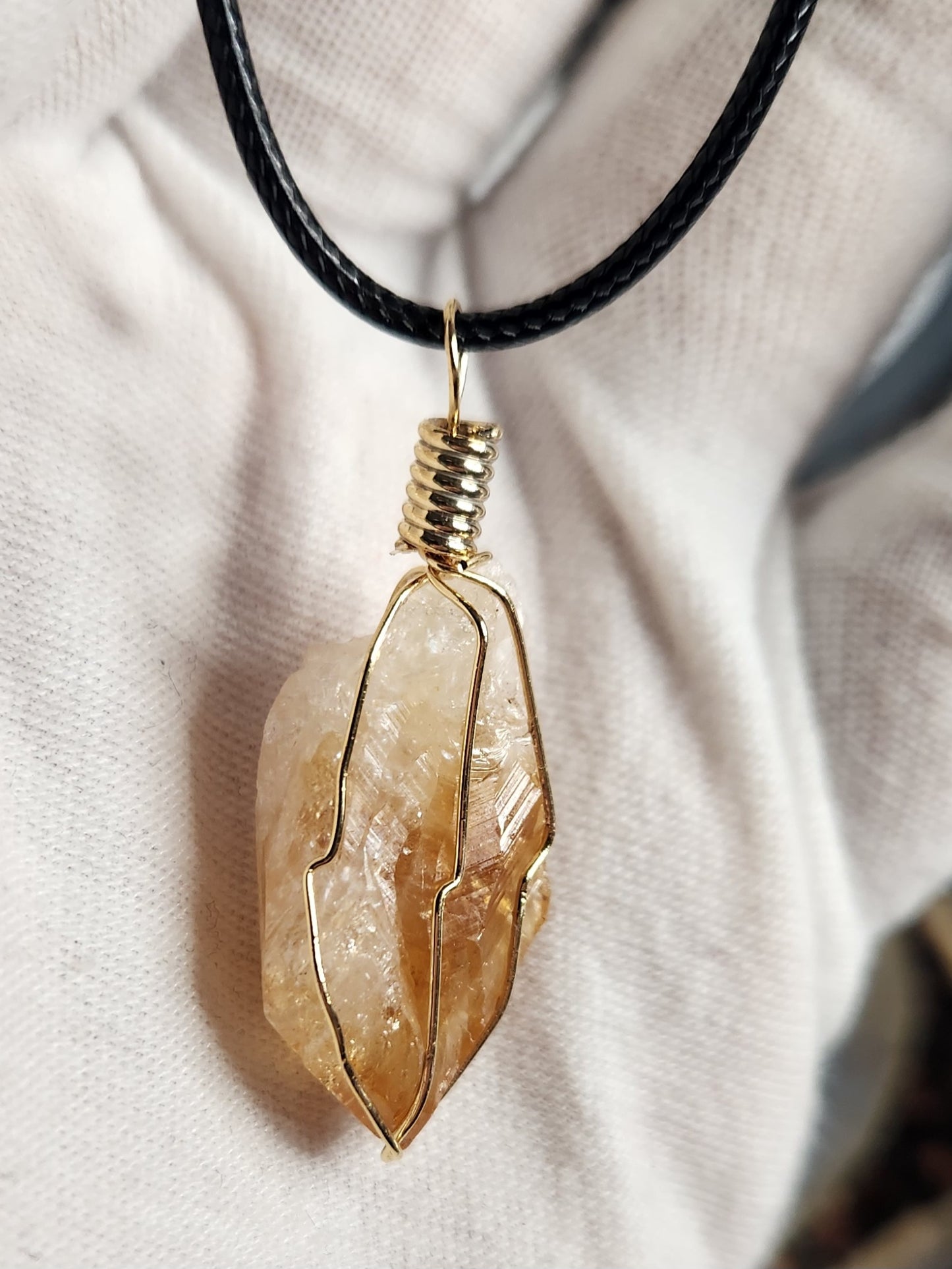 Citrine Crystal Necklace | Raw Citrine Wire Wrapped Pendant | Golden Healing Quartz Jewelry | Abundance Stone Necklace