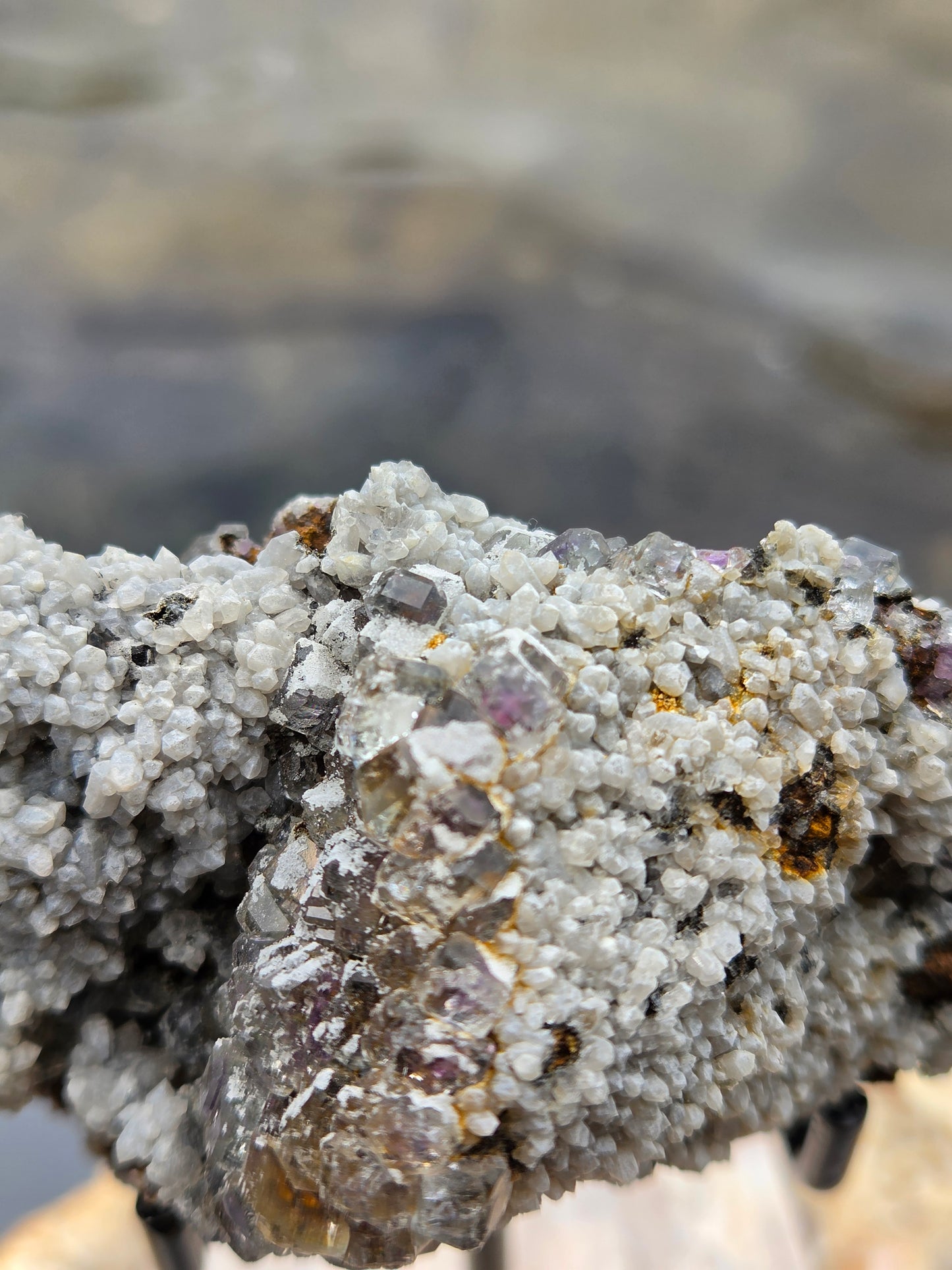 Fluorite with Quartz & Calcite on Sphalerite | Purple Fluorite Crystal Cluster