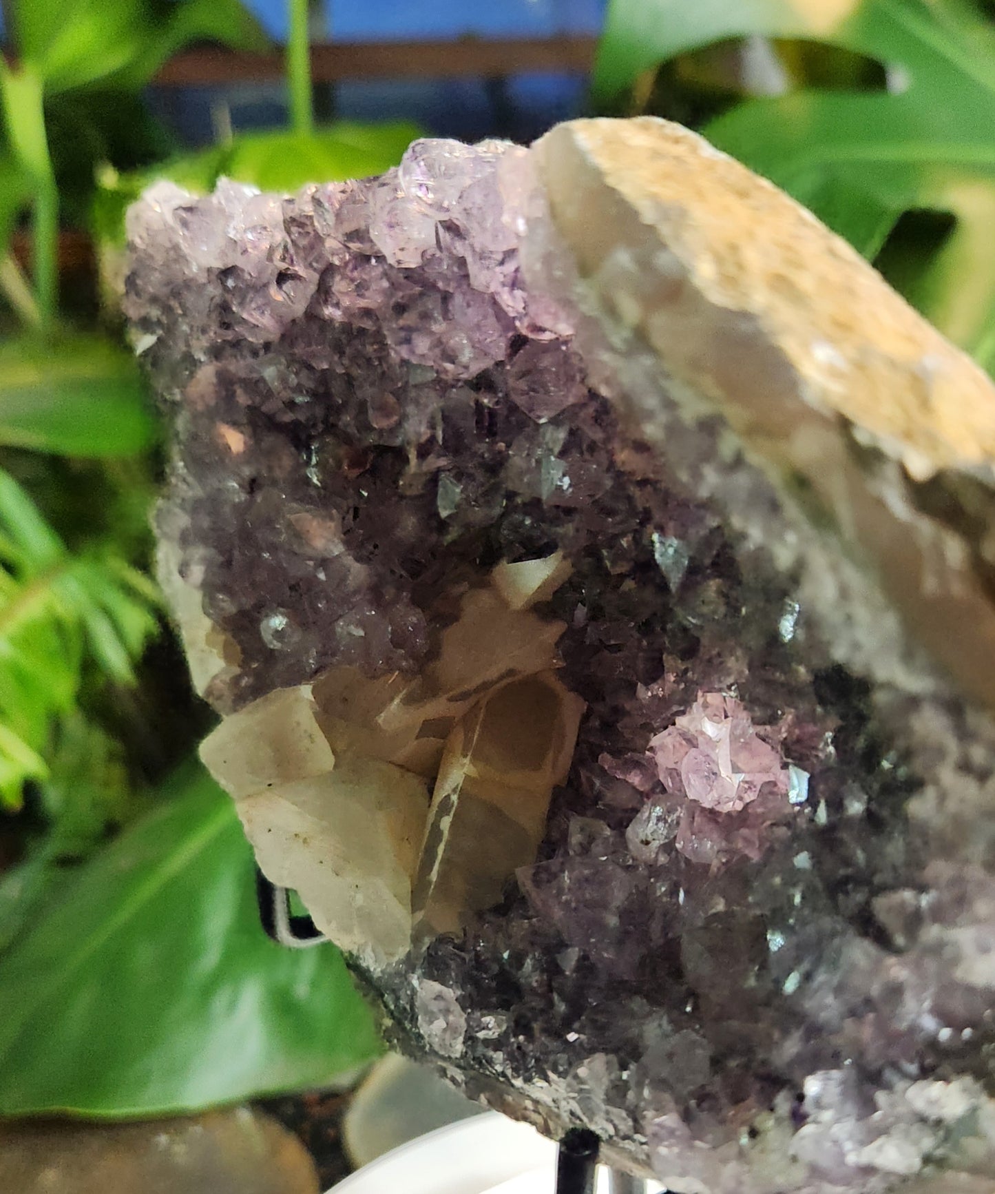 Stunning large Amethyst Crystal Geode with Calcite & Amethyst Flower | Rare Floral Quartz Formation