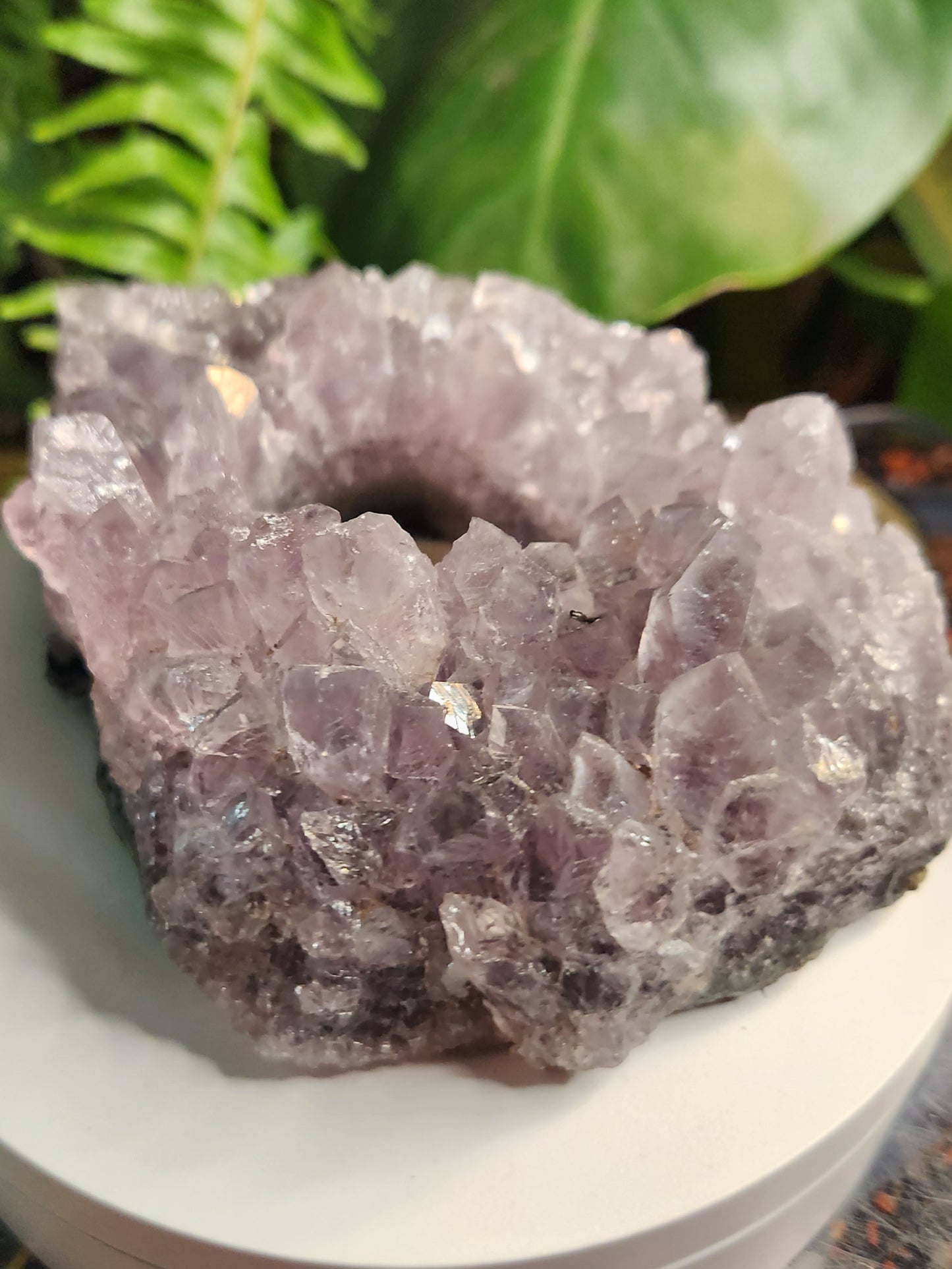 Brazil Amethyst Cluster Tealight Candle Holder – Premium Natural Geode
