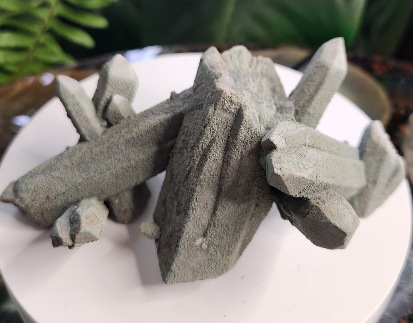 Chlorite-Coated Quartz Cluster • Rare Velvety Green Growth • Natural Formation