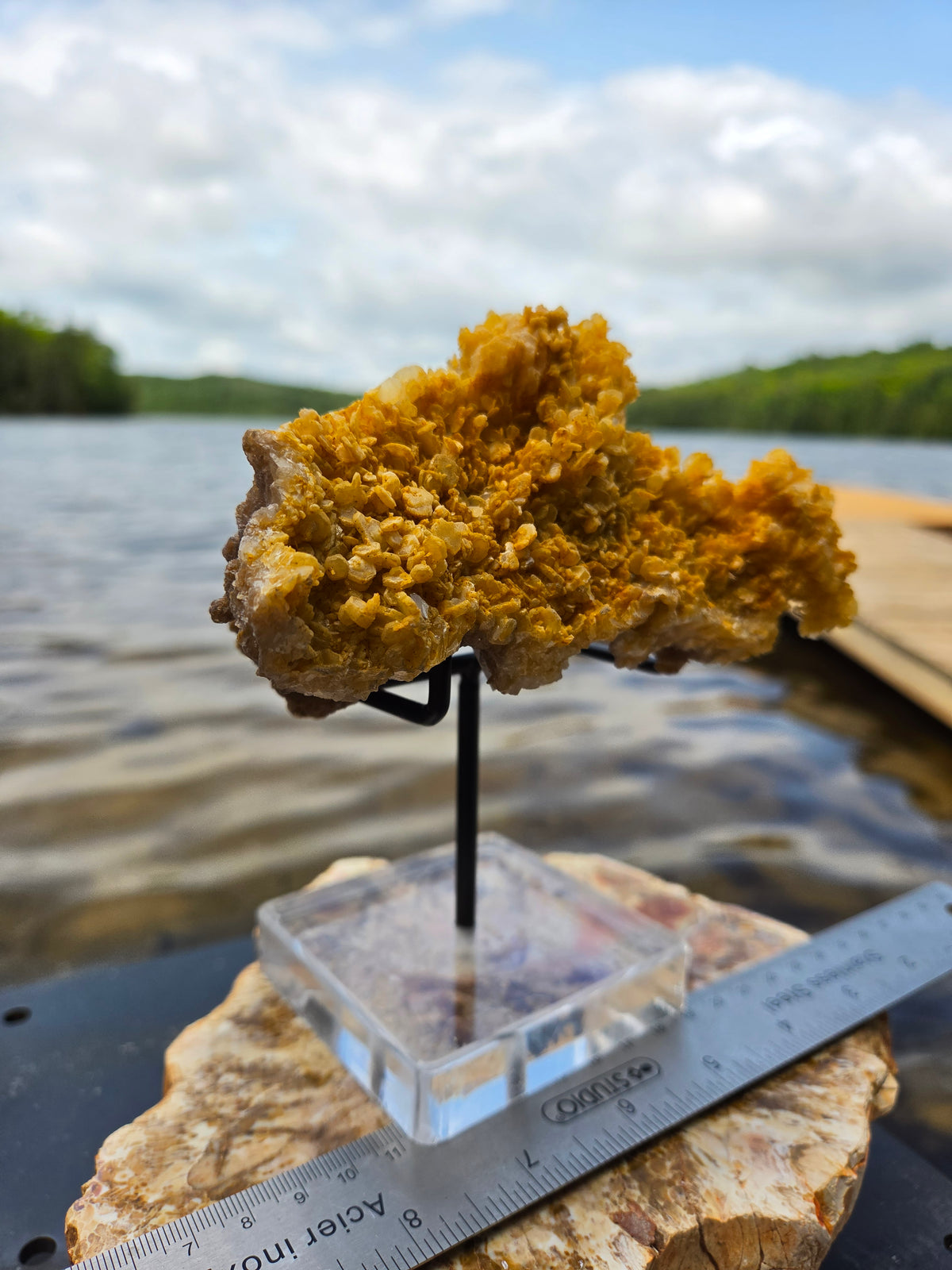 Large Golden Calcite Crystal Cluster | Large Orange Calcite Mineral Specimen