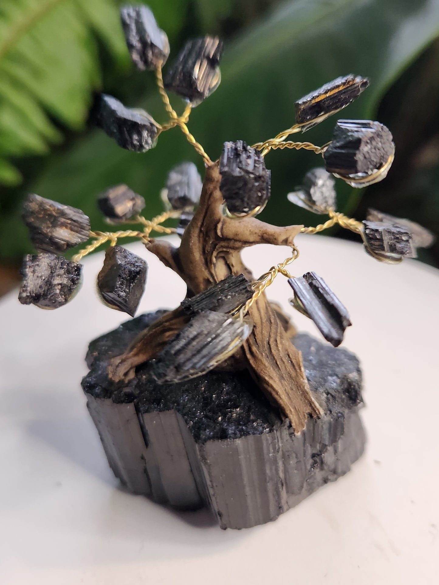 Handmade Black Tourmaline Crystal Tree on Natural Tourmaline Base | Schorl Protection Gemstone Tree | Grounding Energy Decor