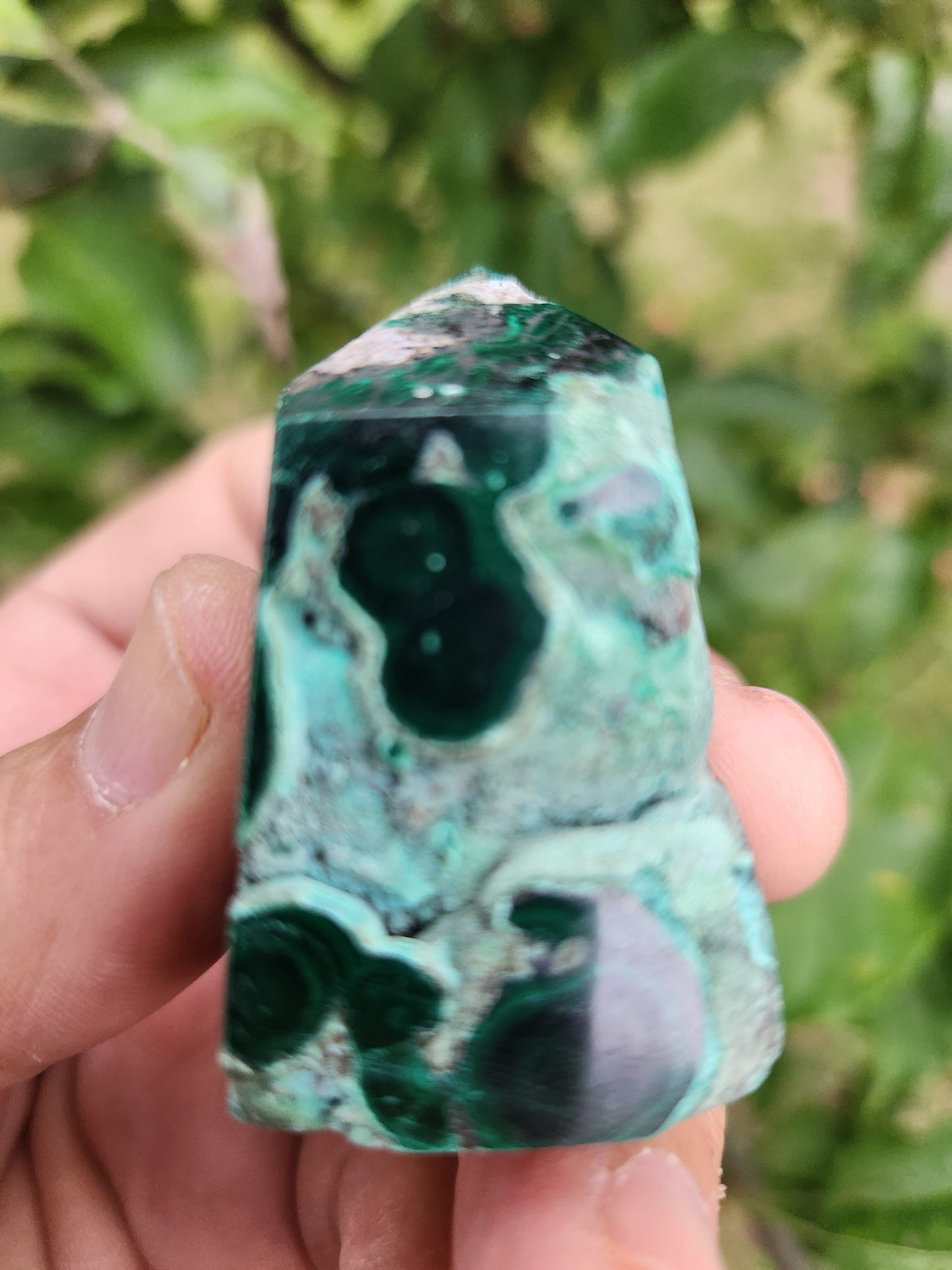 Malachite Tower Polished and Natural Facets - Powerful Stone of Transformation and Protection.