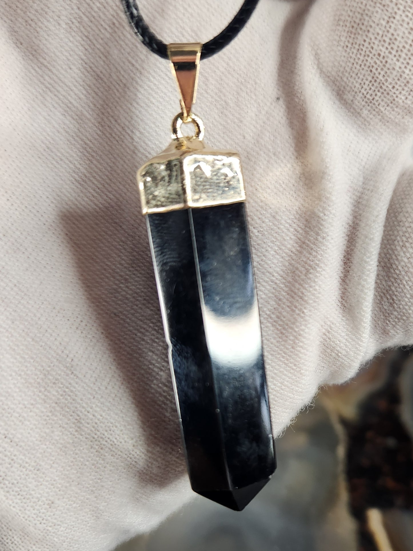 Black Obsidian Crystal Point Pendant Necklace | Natural Volcanic Glass | Protective Healing Stone Jewelry