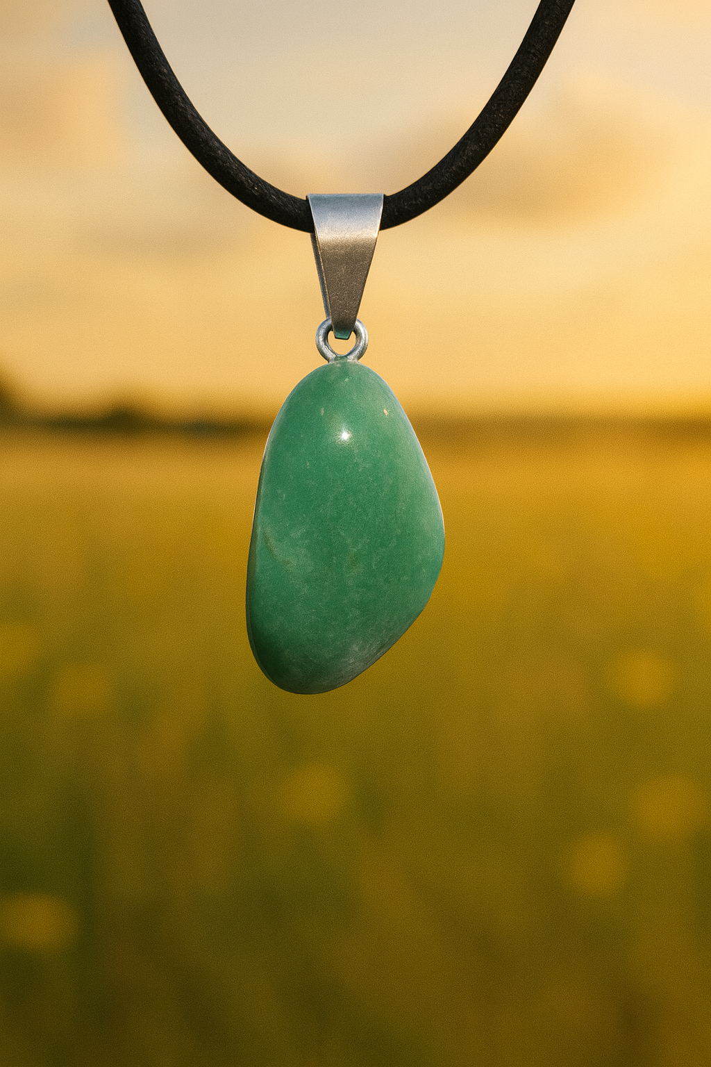 Green Aventurine Pendant – Natural Crystal Necklace for Luck, Prosperity & Heart Chakra Healing – Handmade Gemstone Jewelry
