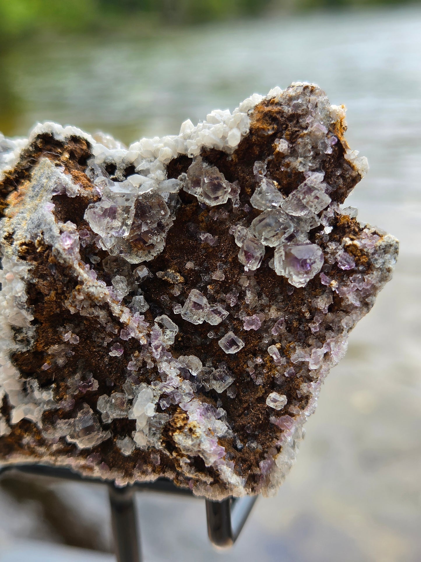 Fluorite with Quartz & Calcite on Sphalerite | Purple Fluorite Crystal Cluster