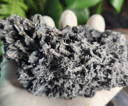 Gorgeous Raw Stibnite Crystal Cluster • Metallic Silver Needle Blades • Rare Collector Mineral Specimen • High-Shine Statement Piece