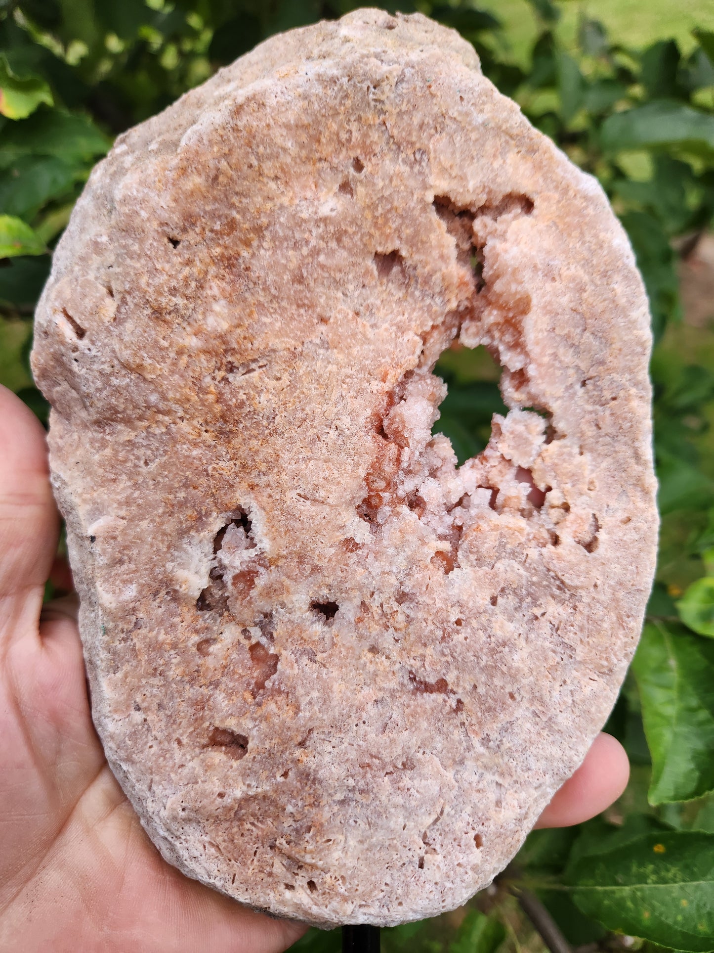 Stunning Pink Amethyst with large druzy on metal stand - Gentle, Heart-Centered Energy - Emotional Healing and Spiritual Growth.