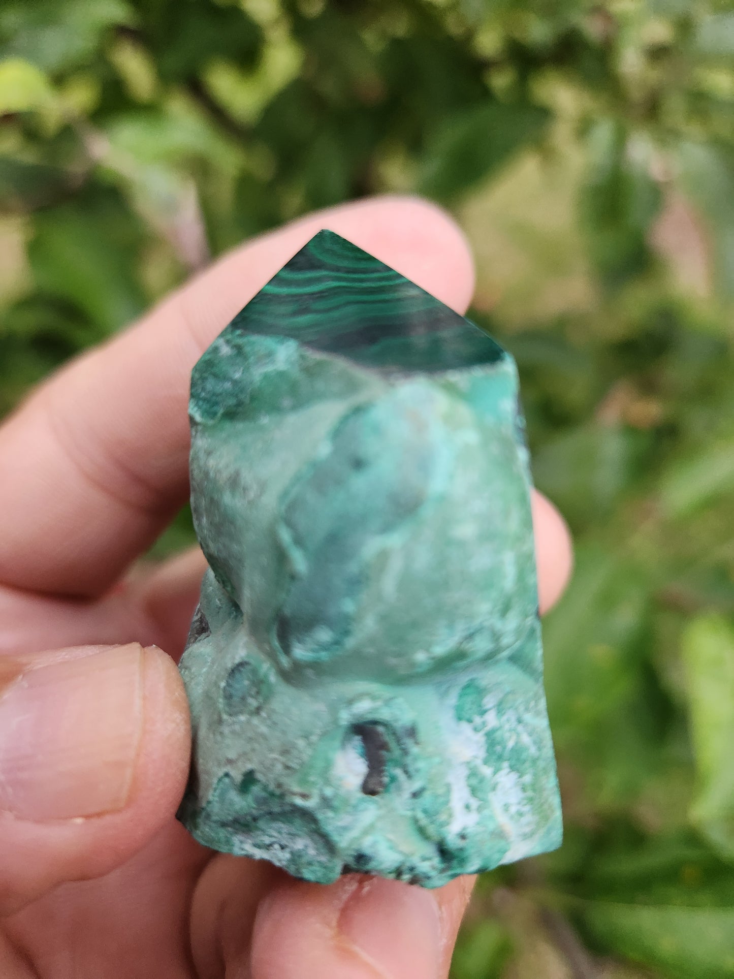 Malachite Tower Polished and Natural Facets - Powerful Stone of Transformation and Protection.