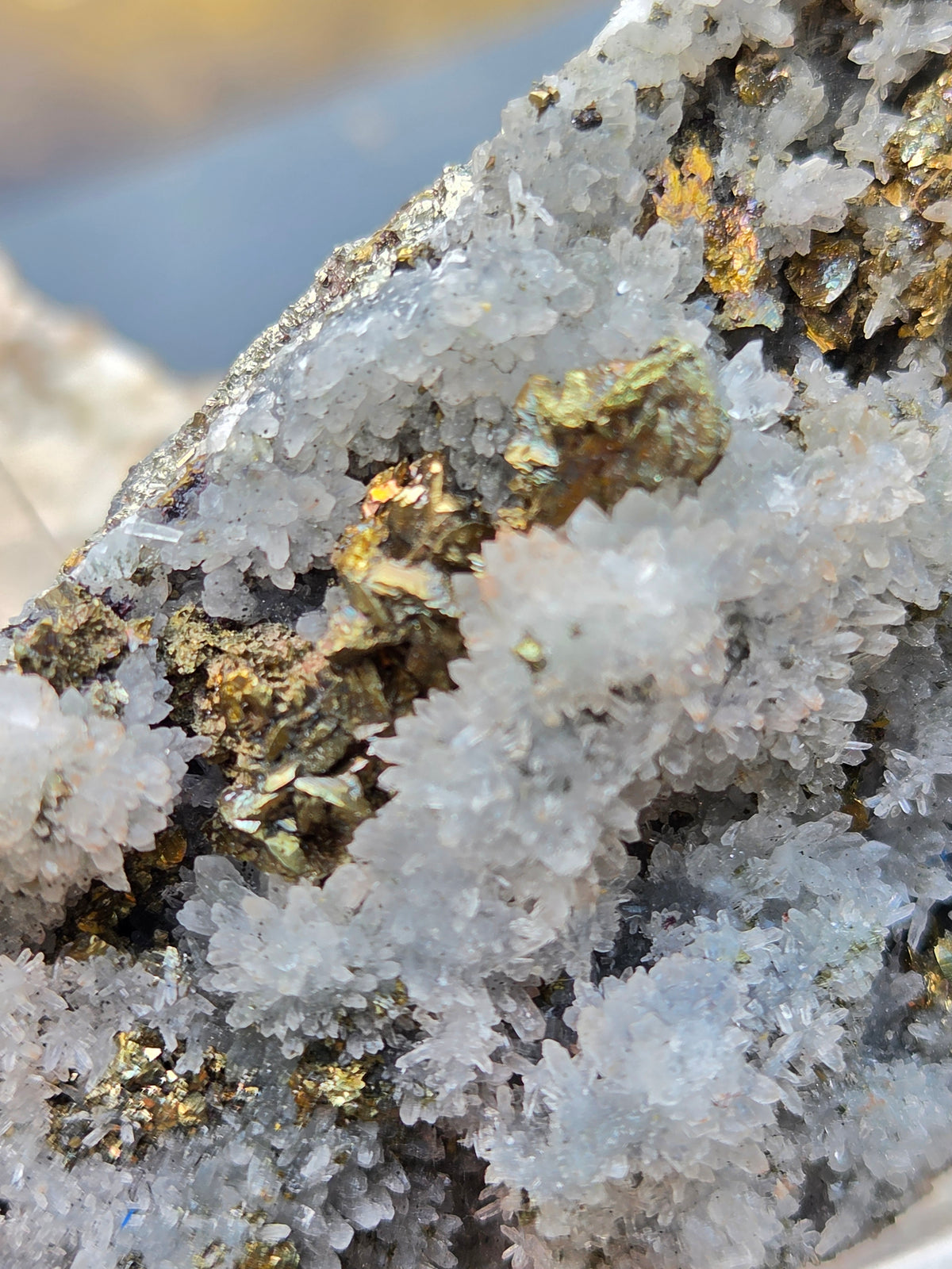 Flower Quartz with Pyrite on Sphalerite | Quartz Crystal Cluster