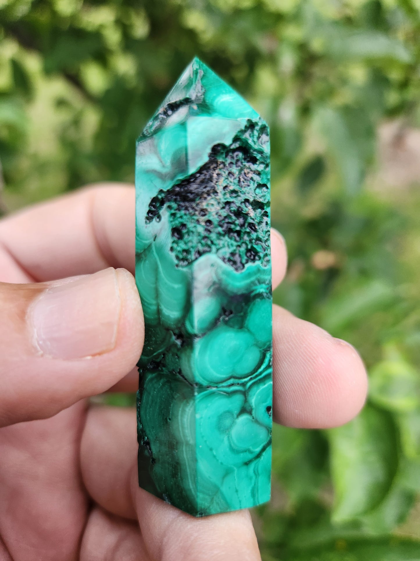 Malachite Crystal Tower - Powerful stone of Transformation and Protection.