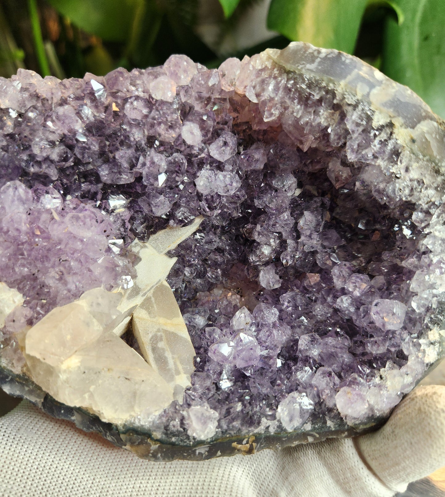 Stunning large Amethyst Crystal Geode with Calcite & Amethyst Flower | Rare Floral Quartz Formation
