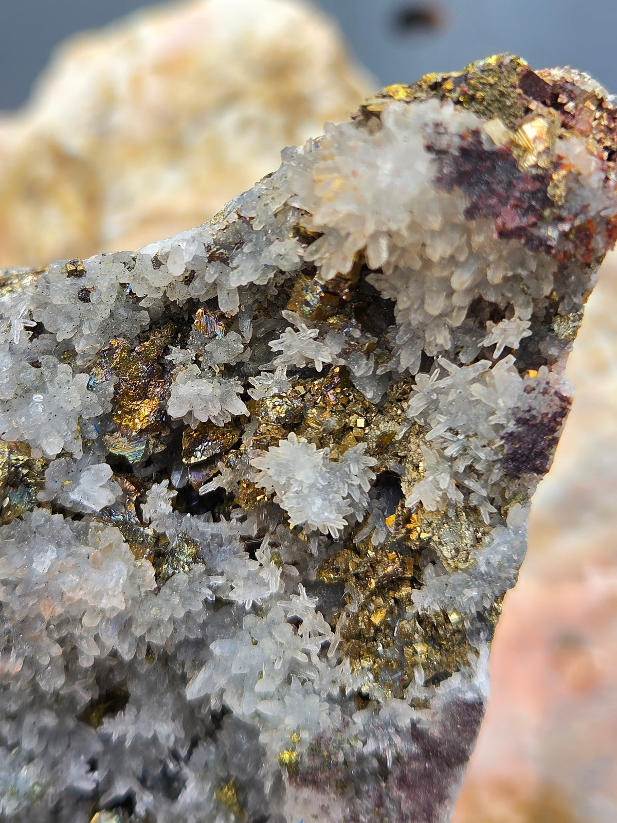 Flower Quartz with Pyrite on Sphalerite | Quartz Crystal Cluster