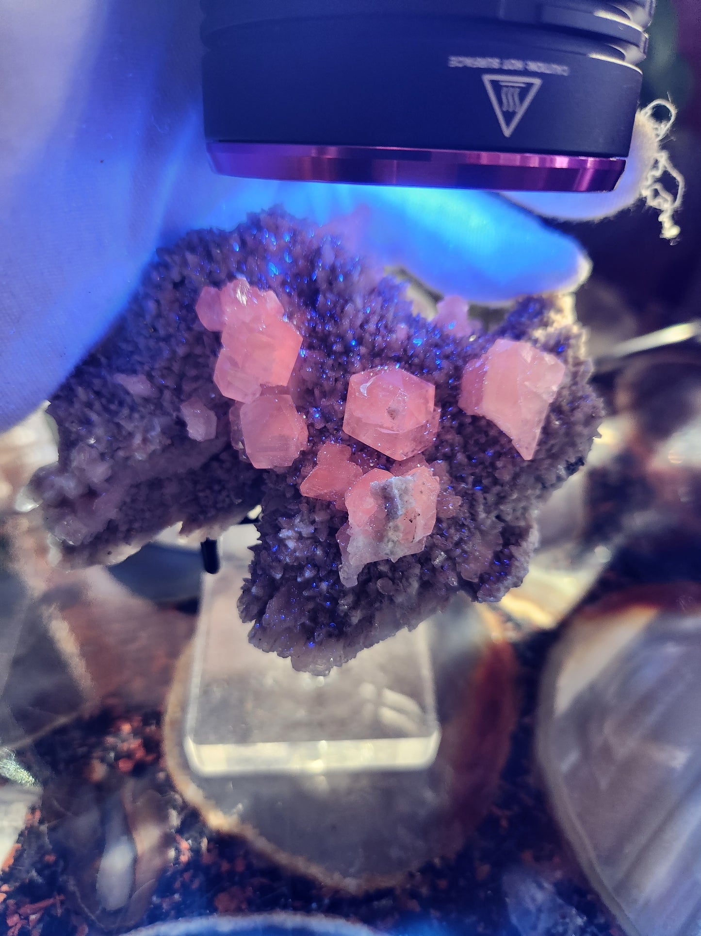 UV Reactive Calcite with Quartz & Pyrite | Natural Crystal Cluster | Fluorescent Mineral Specimen