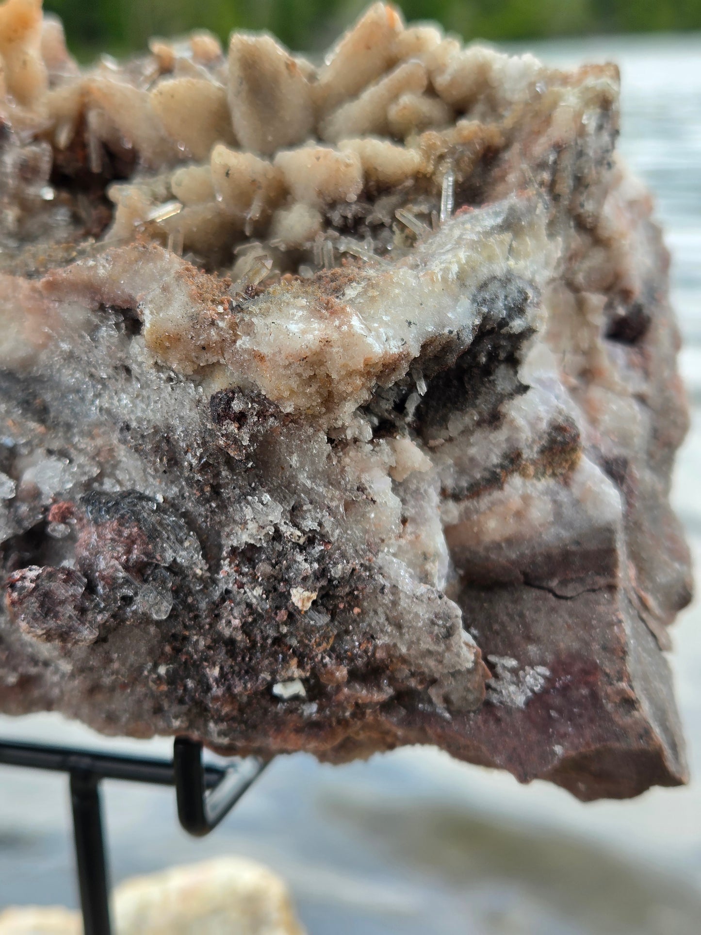 Large Dogtooth Calcite Crystal Cluster with Quartz Druzy & Sphalerite