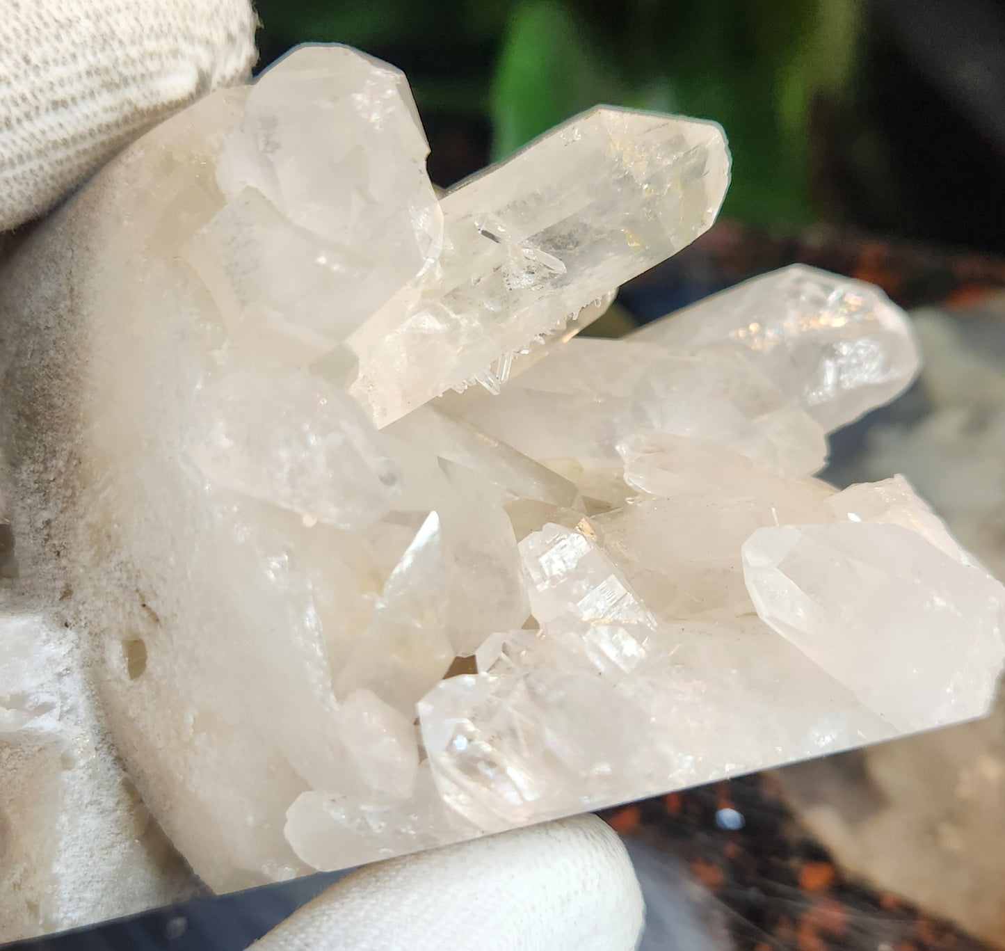 Hand-Carved Quartz Crystal Skull with Natural Druzy Cavities & Large Quartz Formations