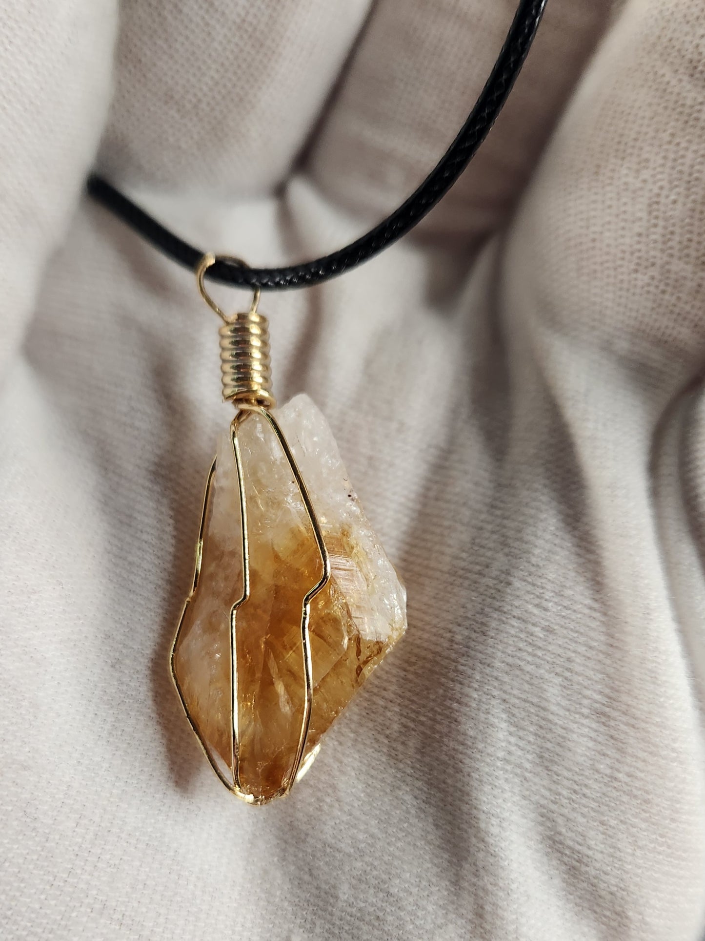 Citrine Crystal Necklace | Raw Citrine Wire Wrapped Pendant | Golden Healing Quartz Jewelry | Abundance Stone Necklace
