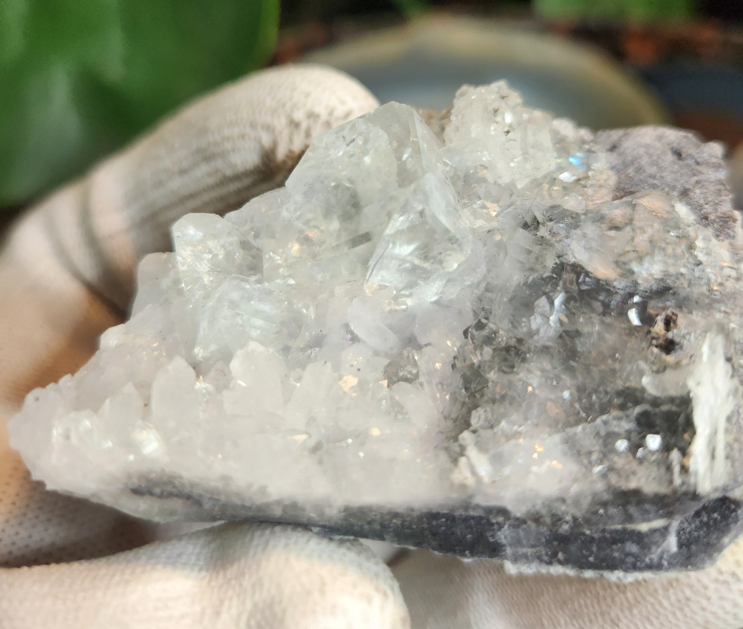 Uv Reactive Fluorite On Matrix With Large Cubic Fluorite Crystal | Collector Specimen