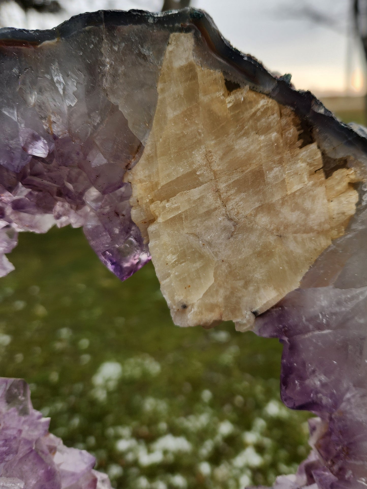 Powerful Amethyst Portal – with Large Calcite Inclusion - Gateway to Higher Realms, Calming Serenity & Emotional Balance Crystal