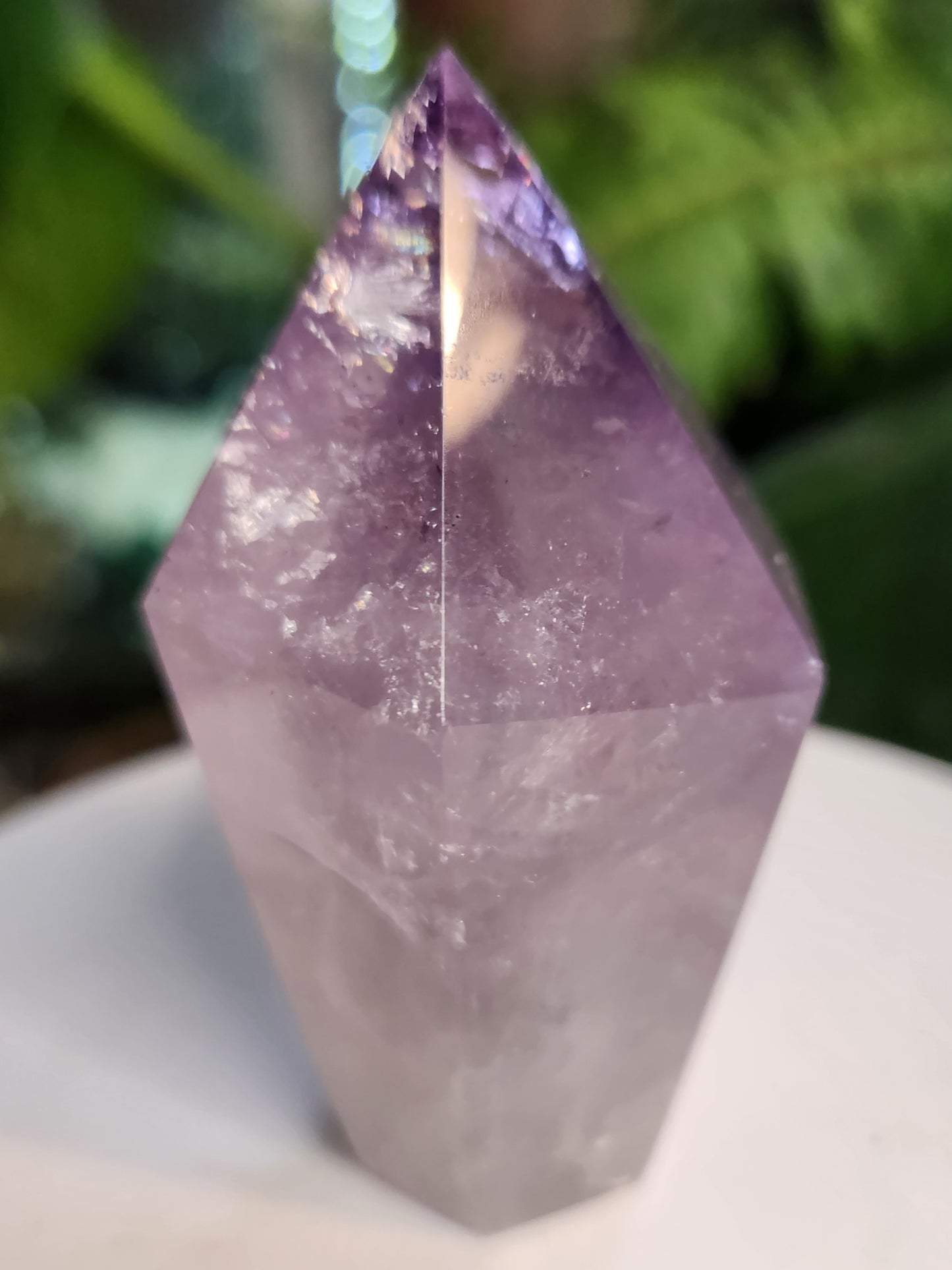 Natural Amethyst Crystal Point – Polished Amethyst Tower with Rainbow