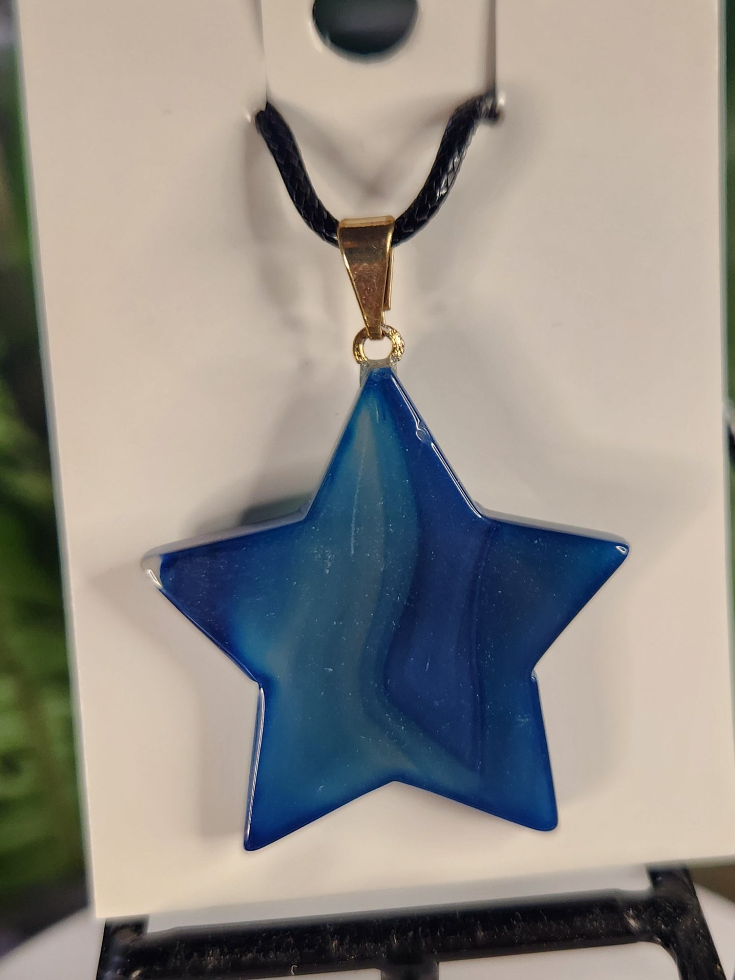 Blue Agate Star Crystal Necklace | Star Shaped Agate Pendant | Blue Crystal Necklace | Celestial Jewelry | Gift for Her