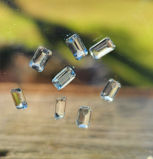 Natural Faceted Aquamarine Gemstones – 8 Loose Sky Blue Stones (~2 Carats Total) – Gem Quality Aquamarine for Jewelry Making & March Birthstone