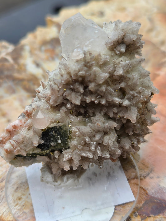 Calcite with Pyrite & Dogtooth Calcite Crystal Cluster