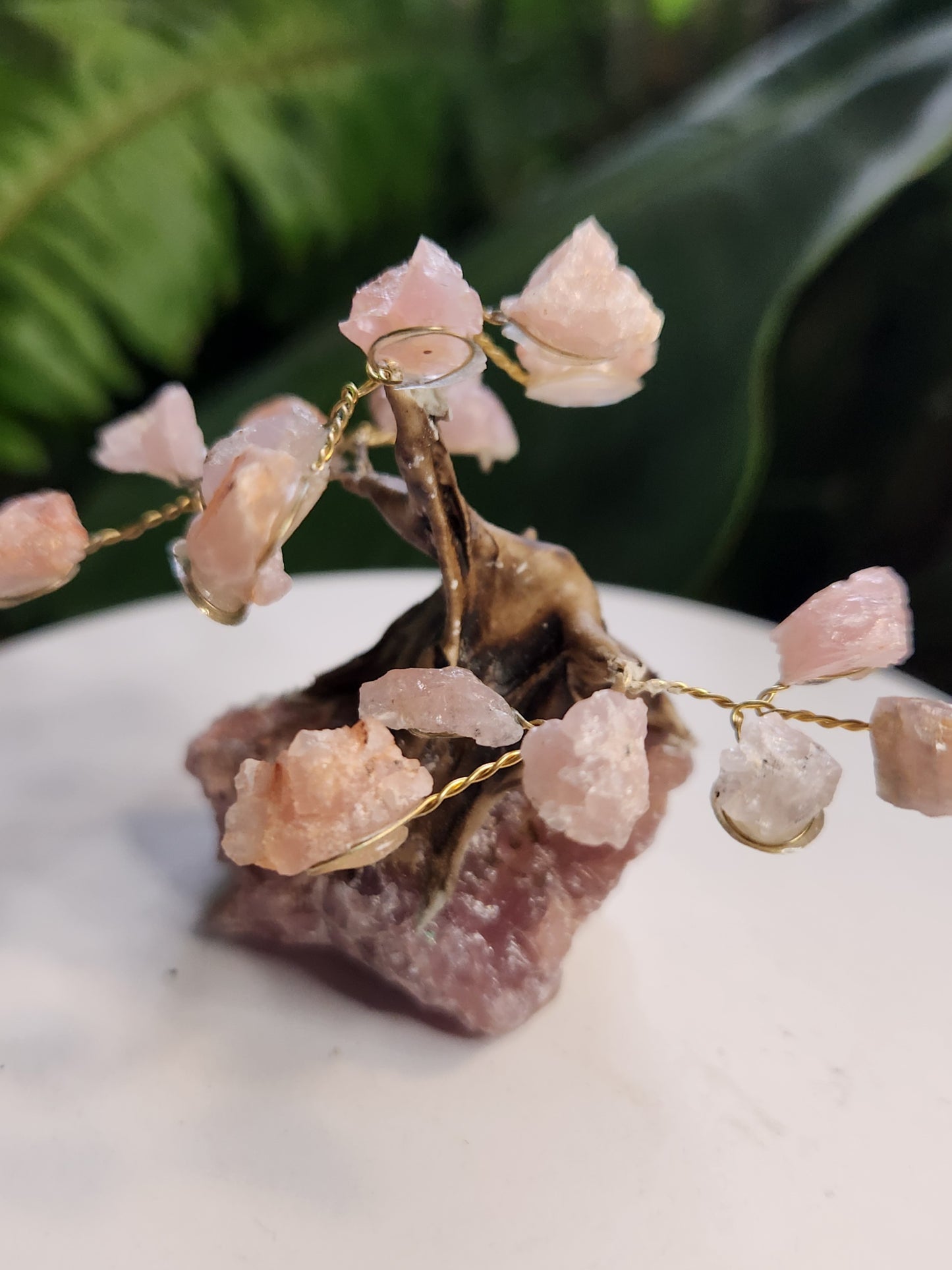 Handmade Rose Quartz Crystal Tree on Rose Quartz Base | Natural Pink Quartz Gemstone Tree | Love & Healing Crystal Decor
