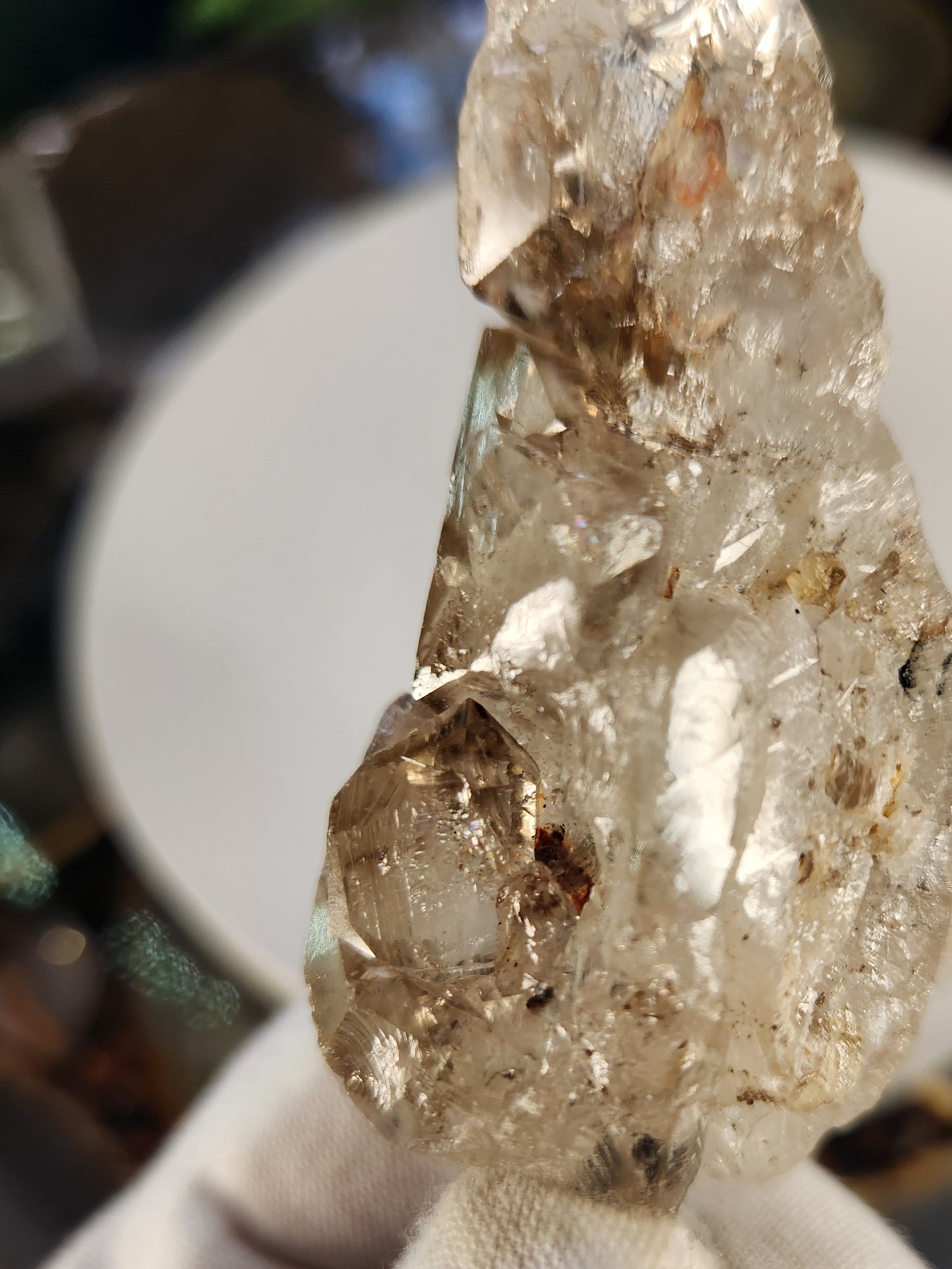 Elestial Quartz Crystal on Stand | Skeletal / Alligator Quartz | Natural Quartz Formation